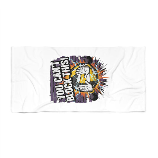You Cant Block This bold typography volleyball beach towel design
