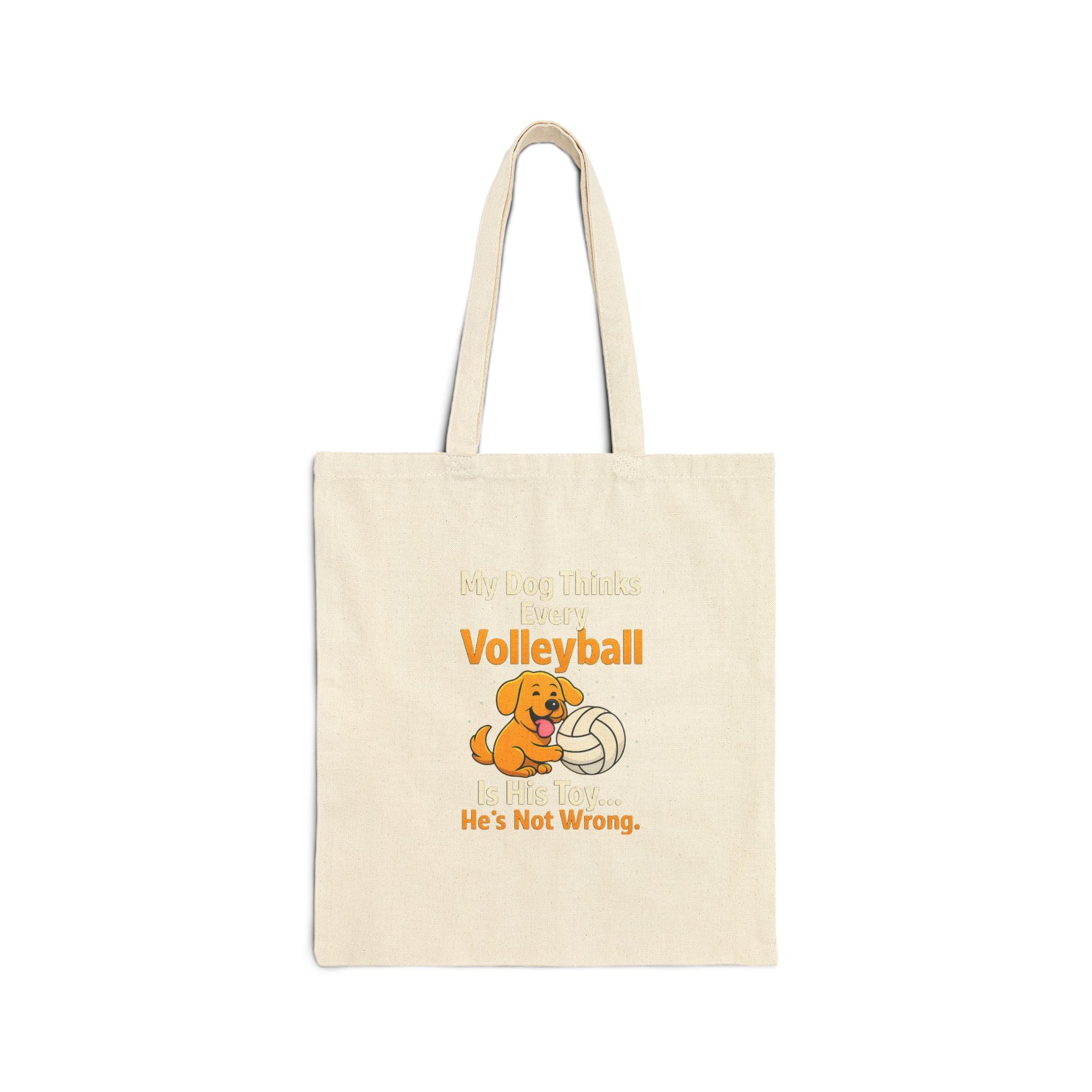 funny dog volleyball tote bag with playful slogan