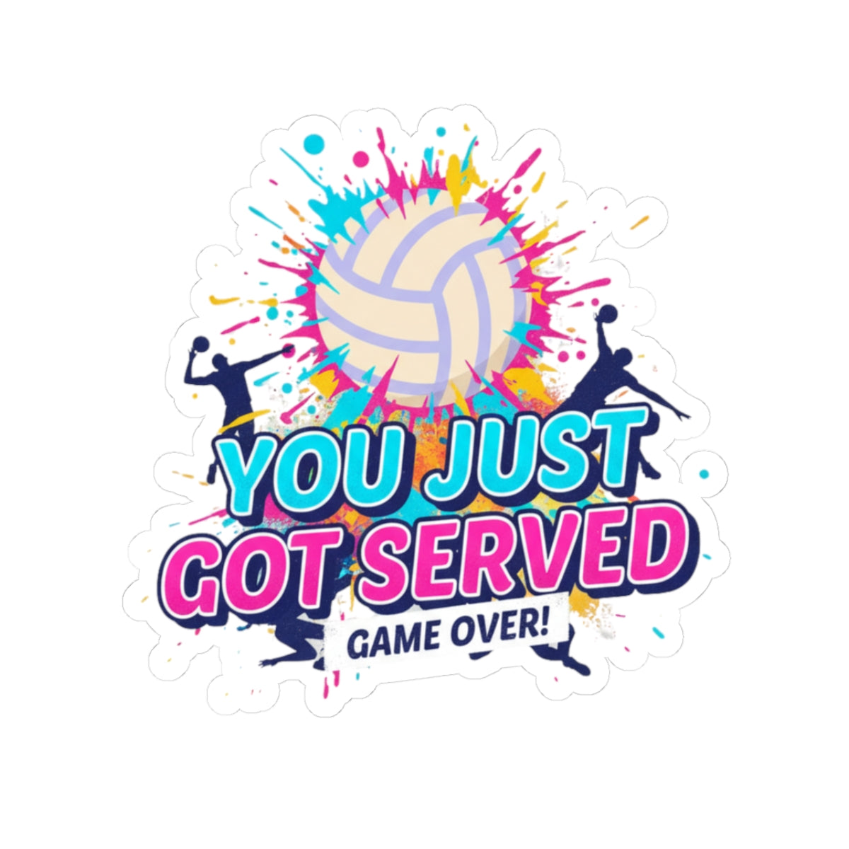 Kiss-cut volleyball sticker with splash design