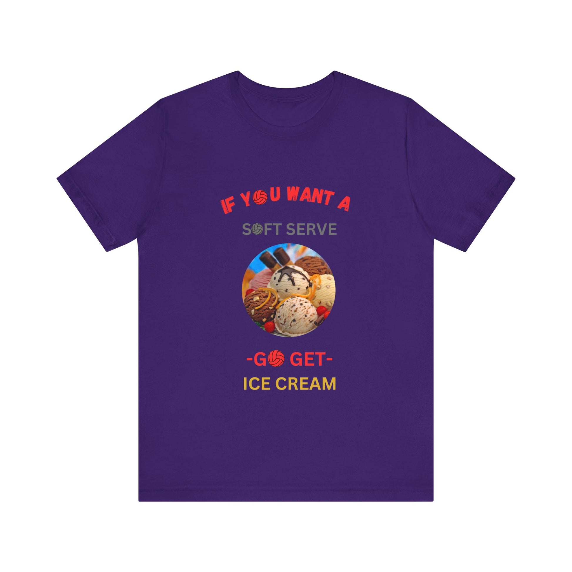 Soft cotton volleyball T-shirt with a colorful ice cream cone design and motivational saying
