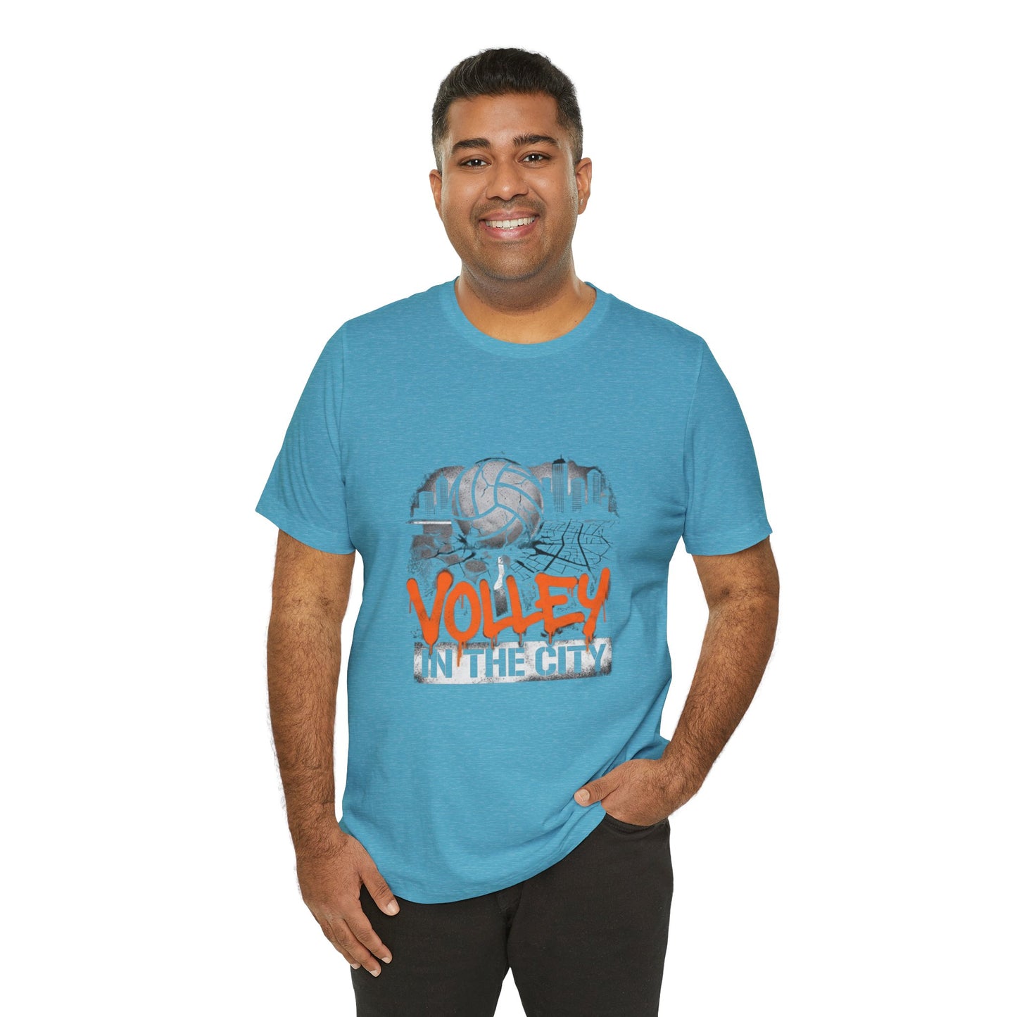 Volleyball lifestyle tee with urban sports lettering