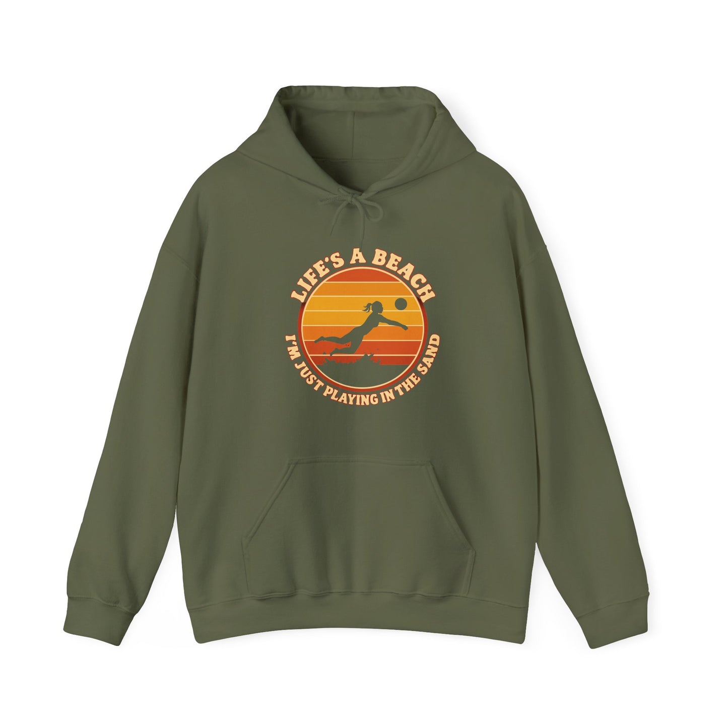 Beach volleyball slogan typography hoodie