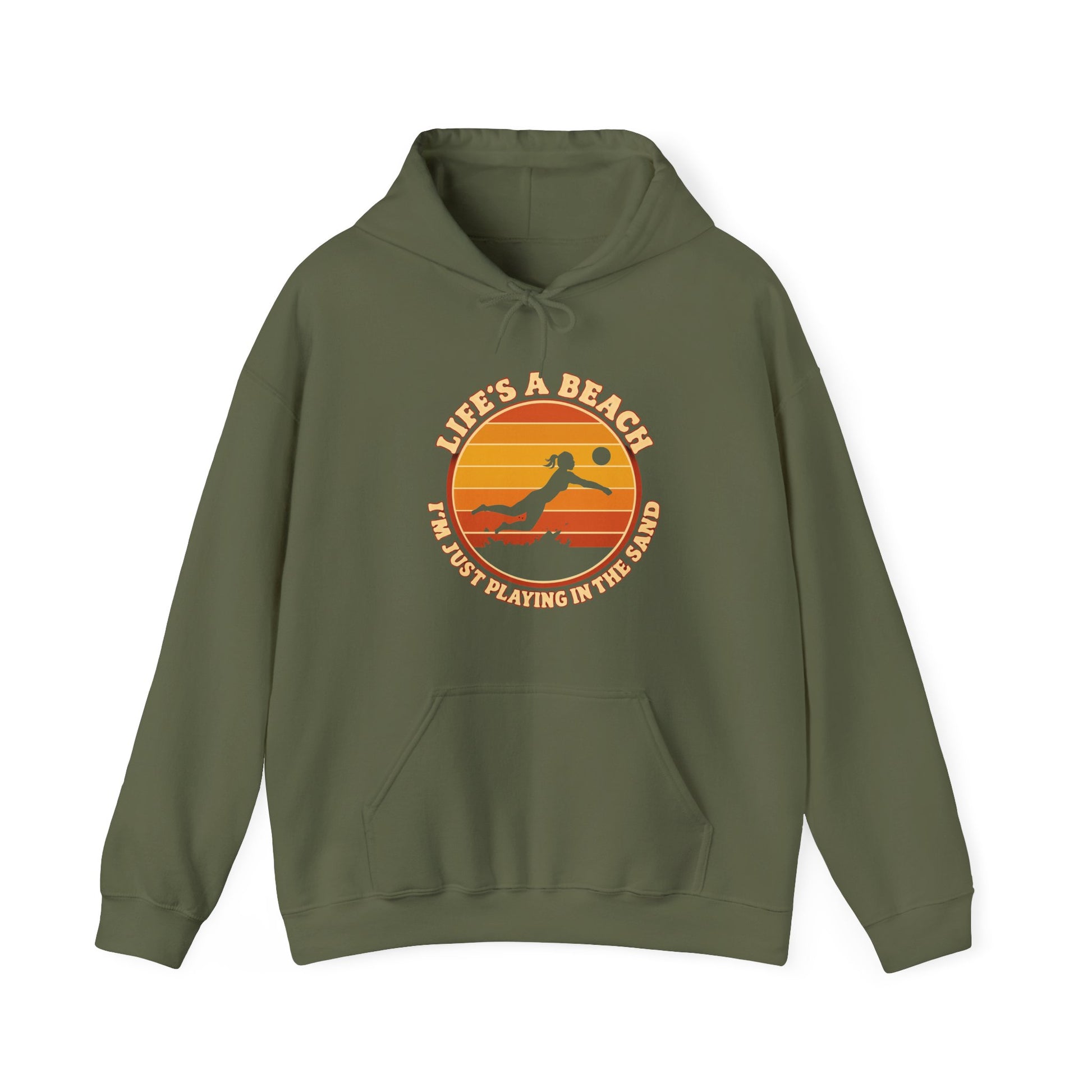Beach volleyball slogan typography hoodie