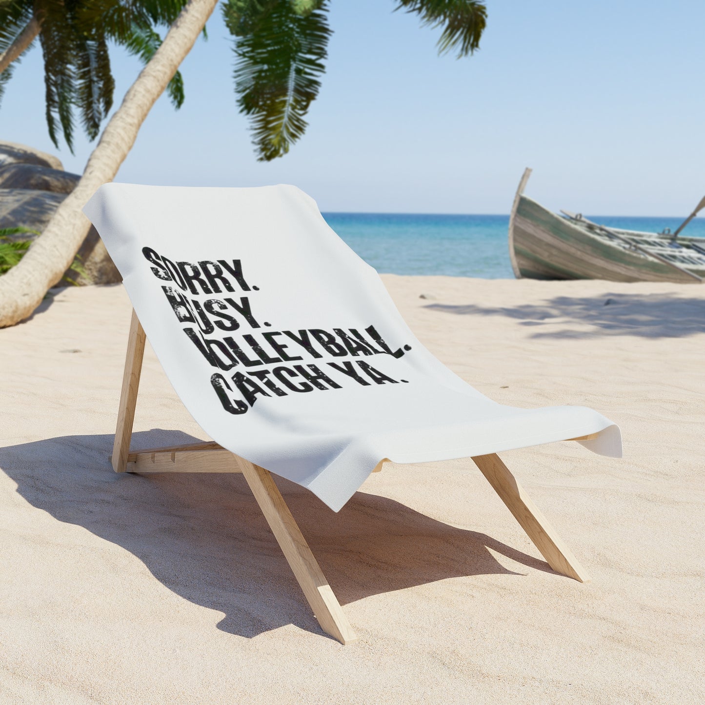Sorry busy volleyball text design on towel