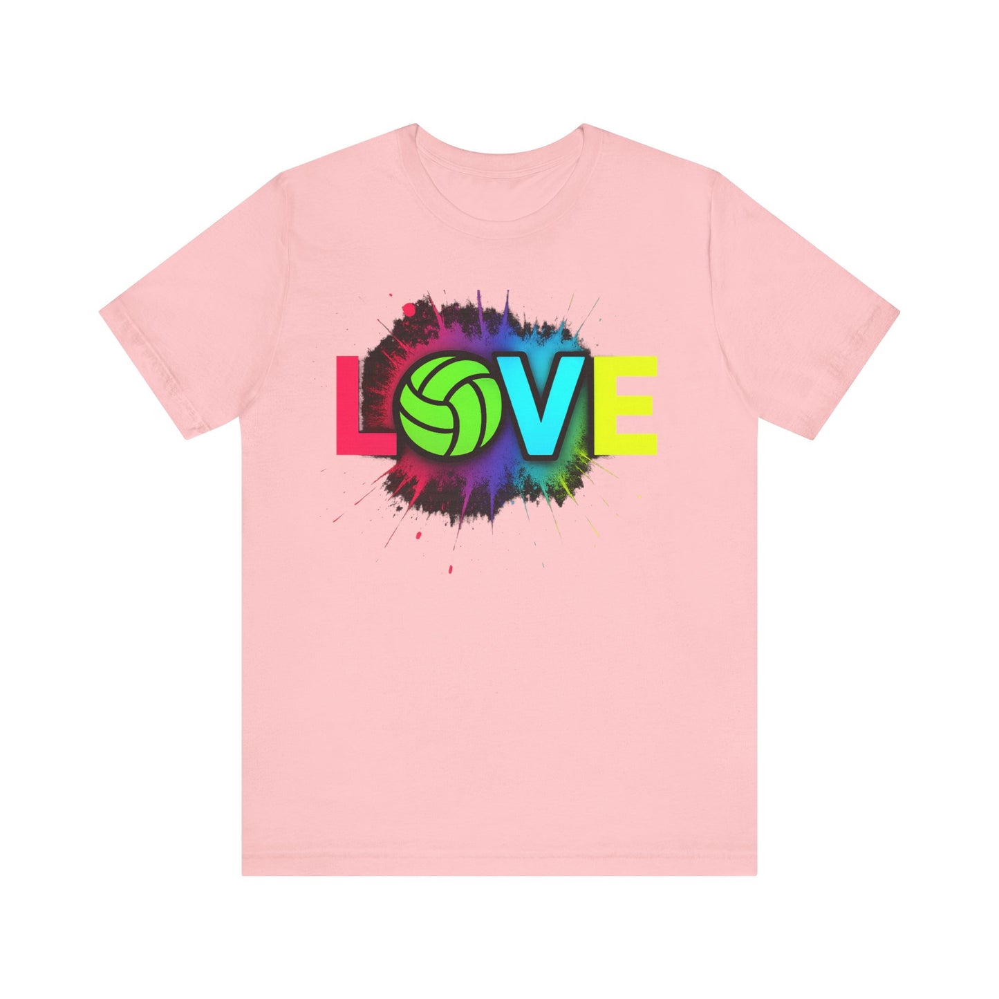 Lifestyle shot of Love Volleyball Neon Graphic Tee worn outdoors