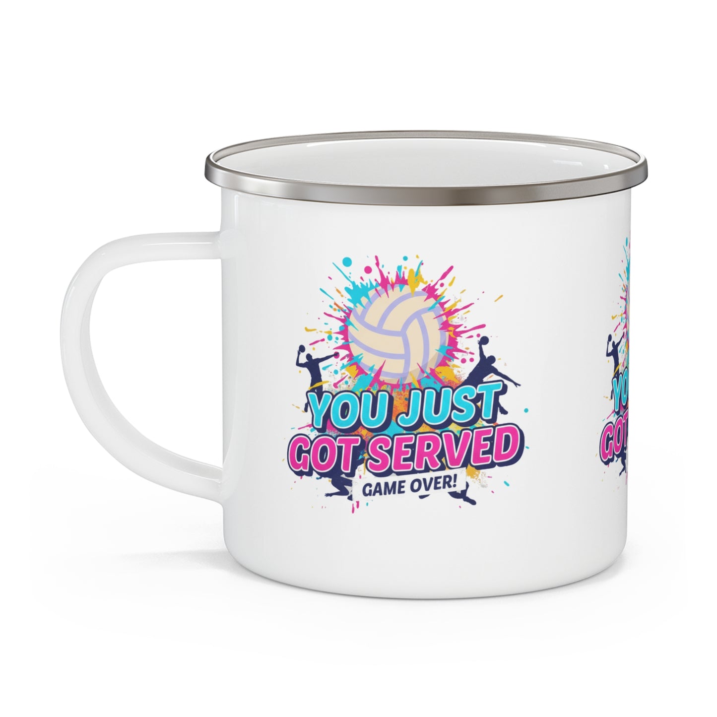 Volleyball mug close-up showing bright print