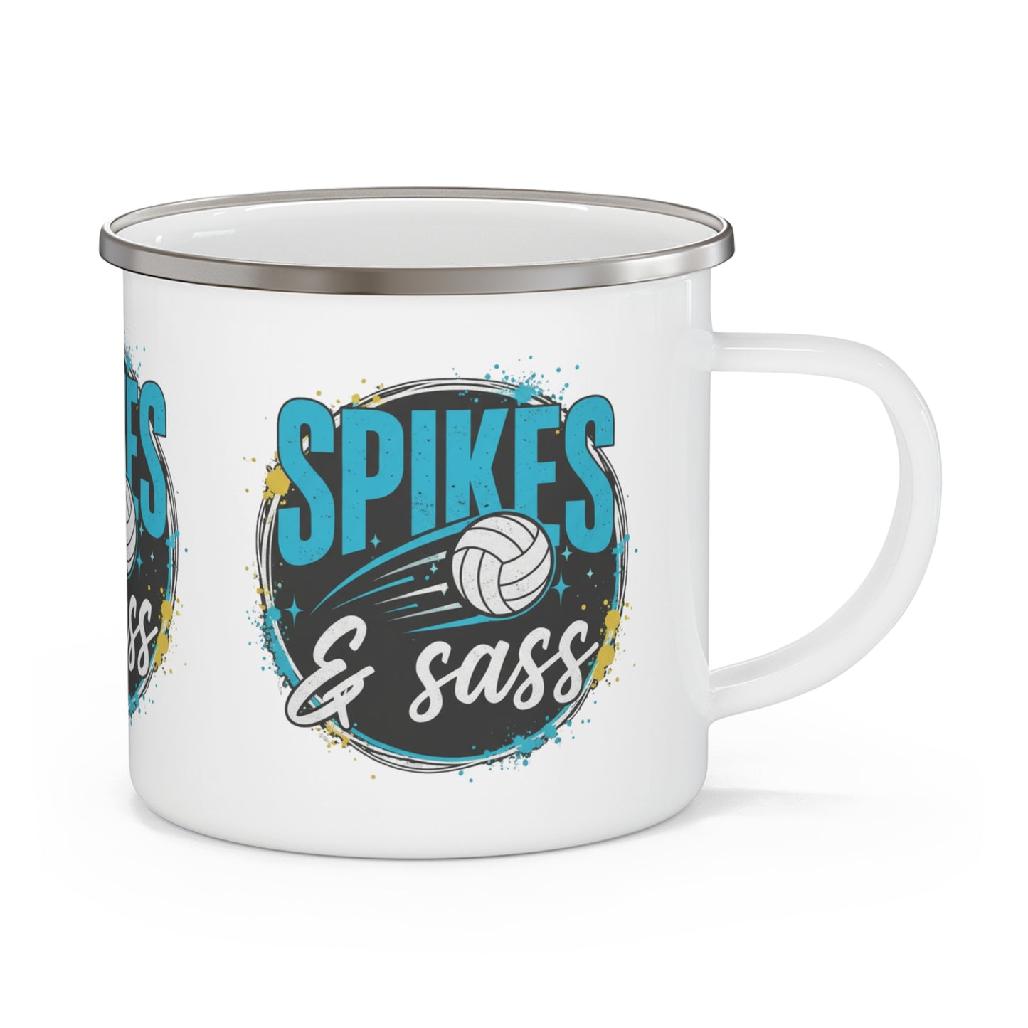 Funny volleyball camping mug with bold design