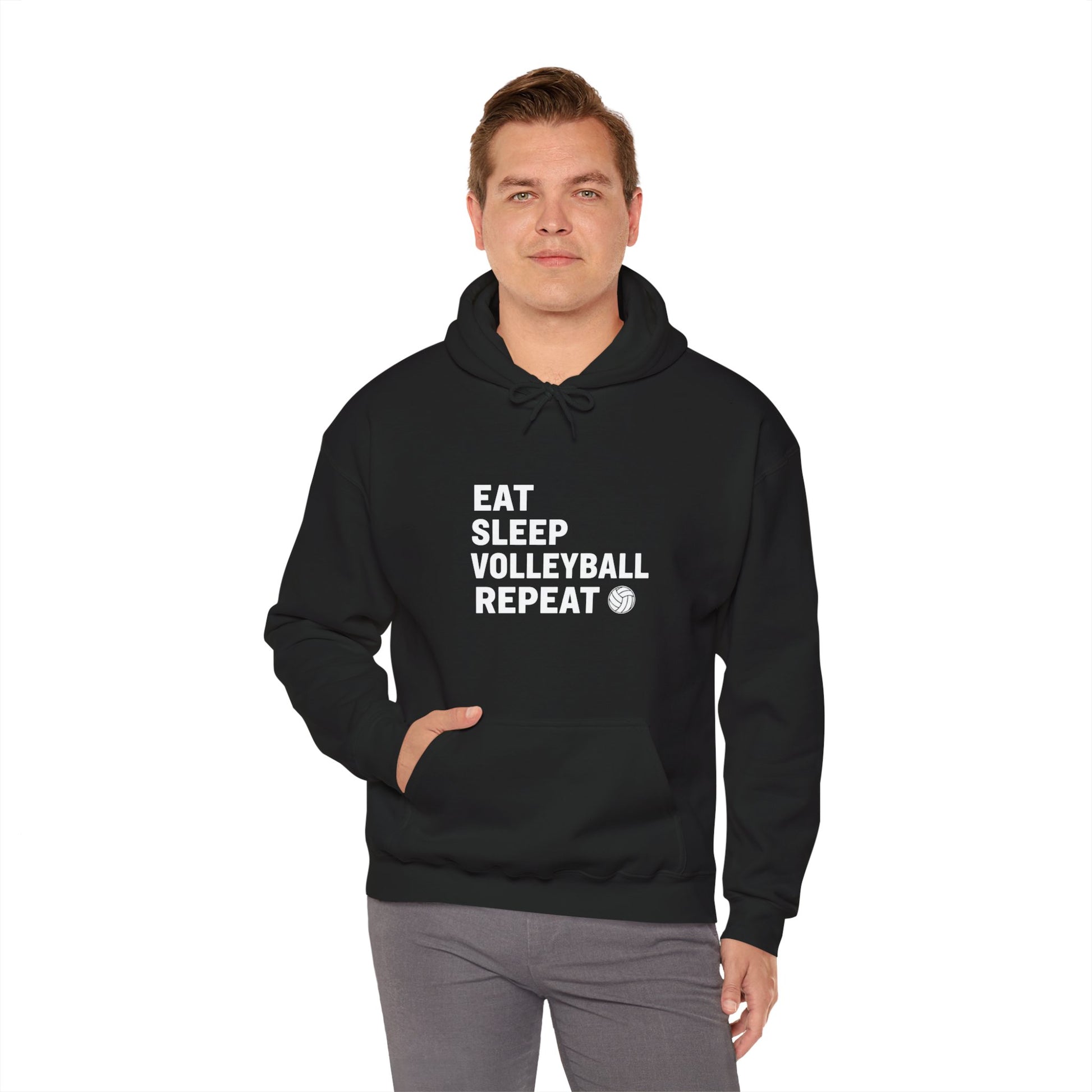 Eat Sleep Volleyball Repeat hoodie design front view
