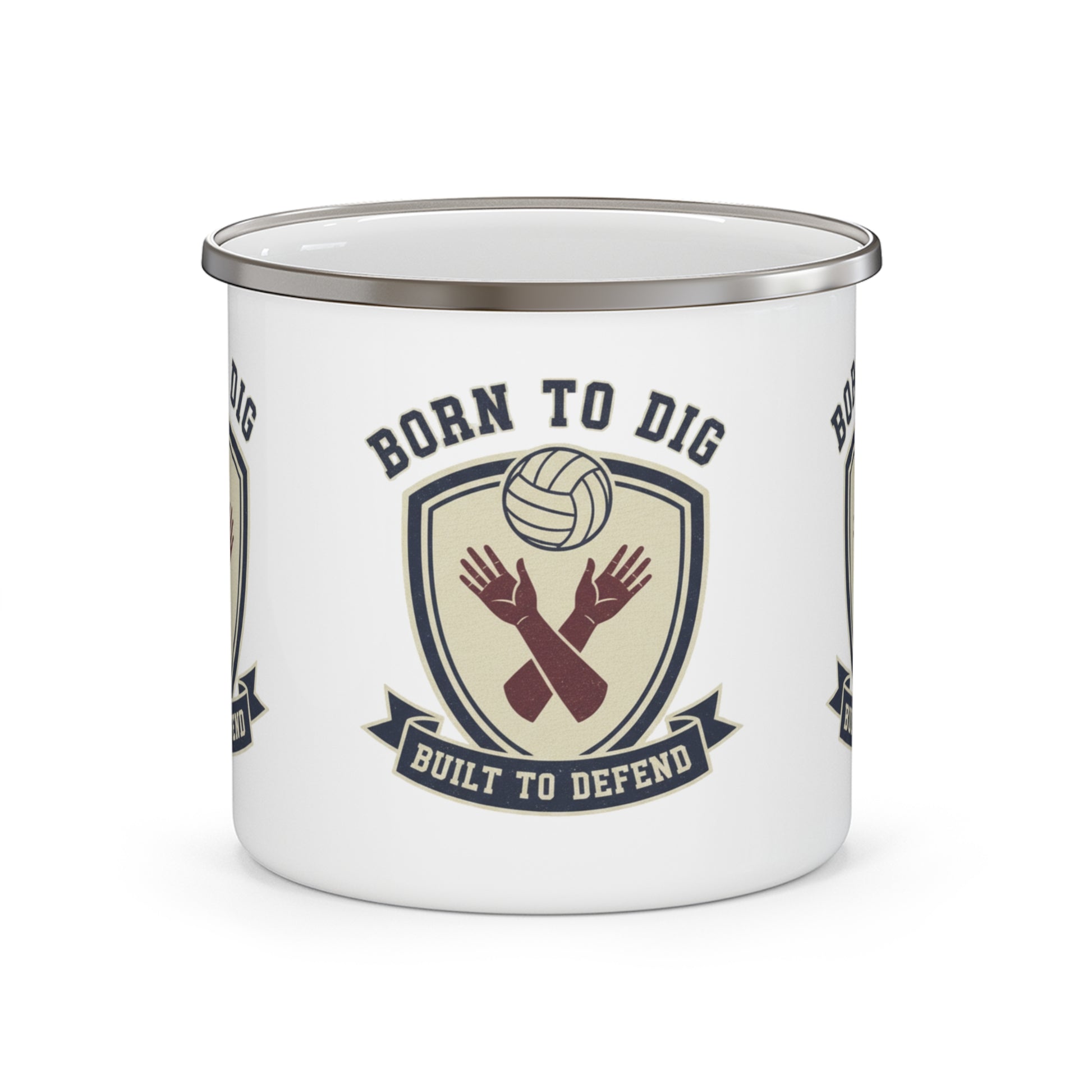 Born to Dig Born to Defend volleyball enamel mug