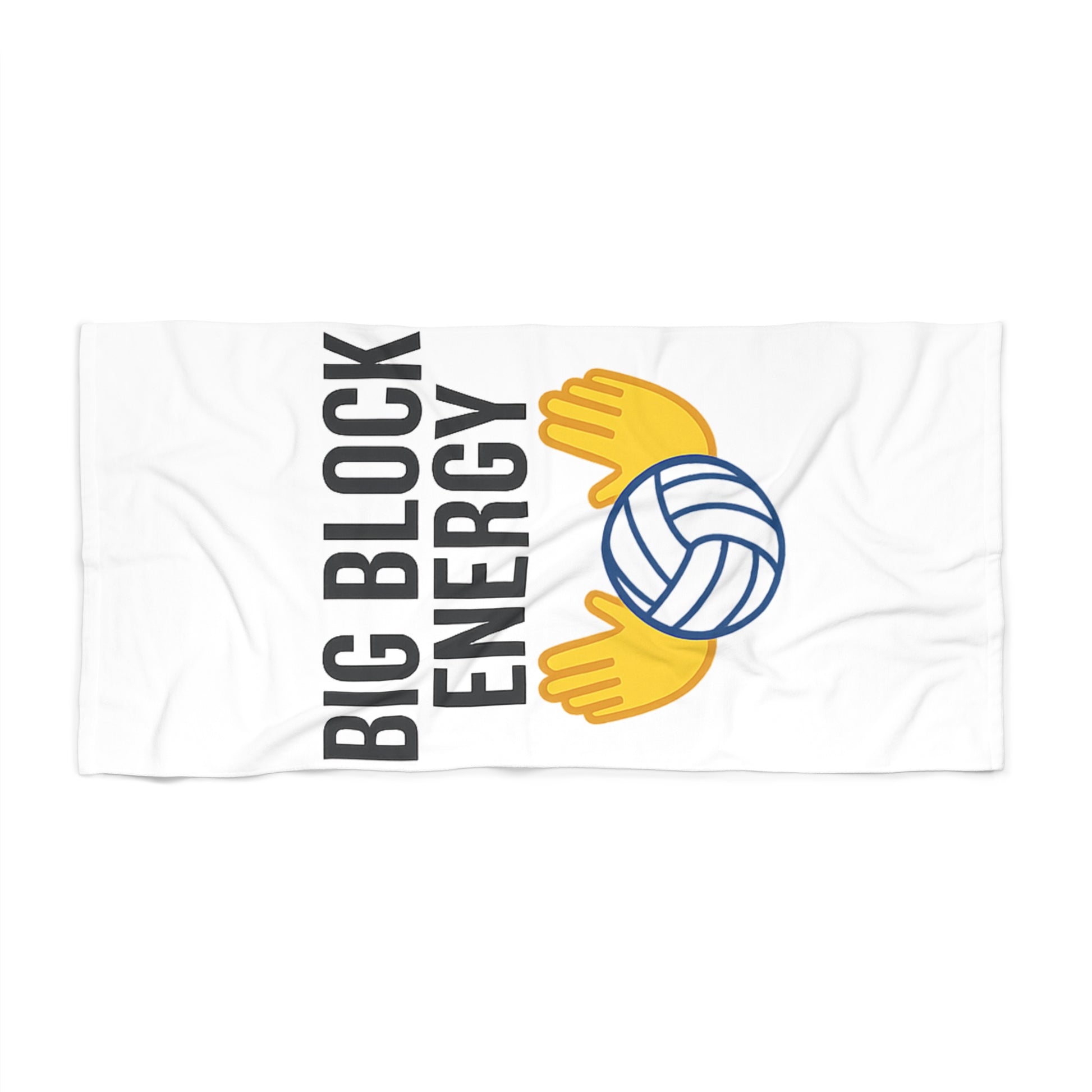 Volleyball-themed towel with Big Block Energy text