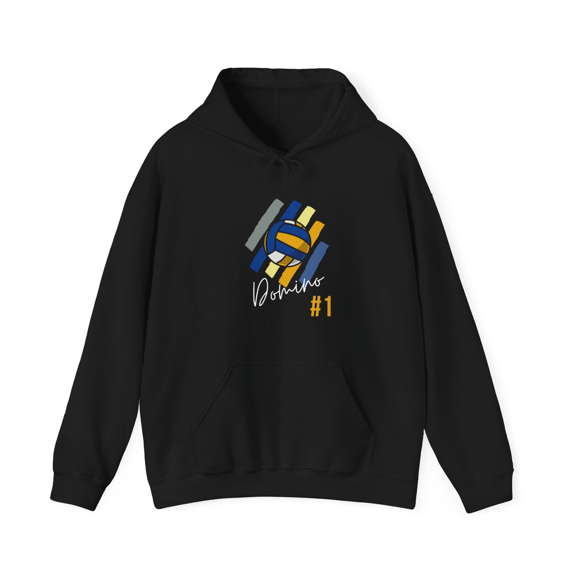 Domino Park #1 volleyball hoodie with navy gold chest design