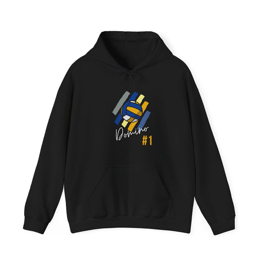 Domino Park #1 volleyball hoodie with navy gold chest design