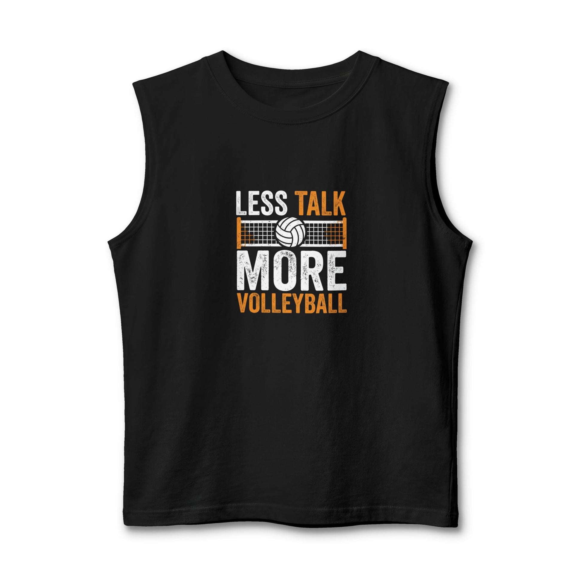 Less talk more volleyball muscle tank bold minimalist text design