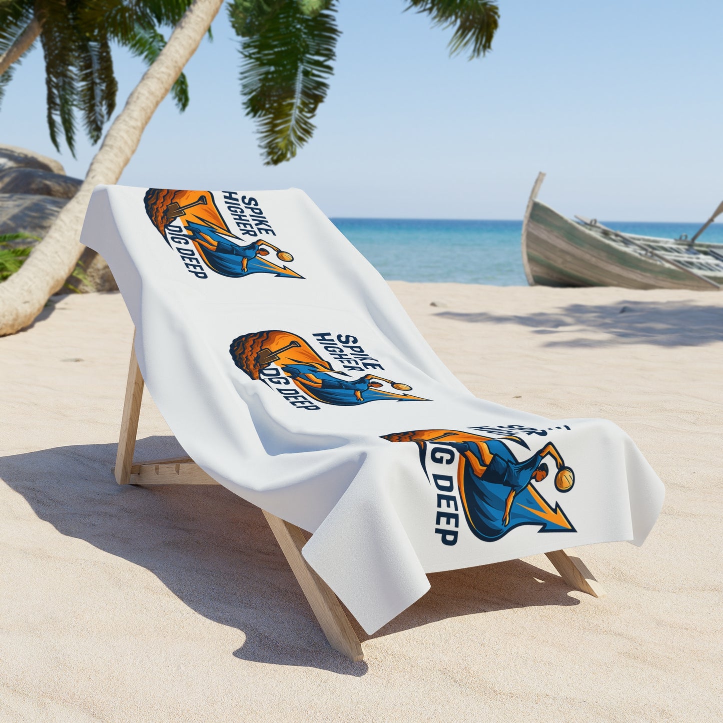 Volleyball training towel with bold front print