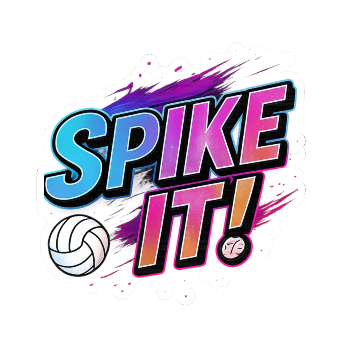 Fun sporty volleyball sticker for laptop or water bottle
