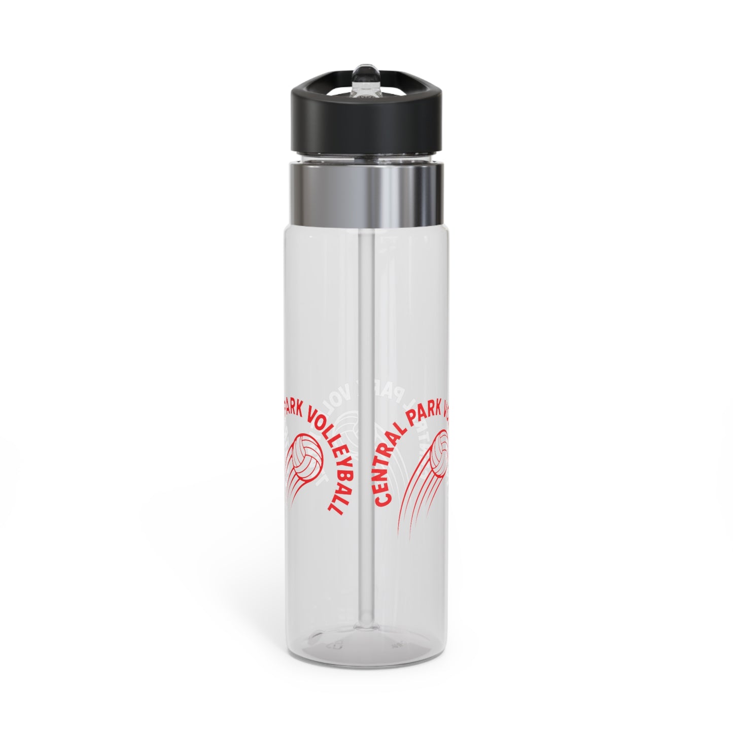 Fire themed Central Park volleyball design on clear bottle