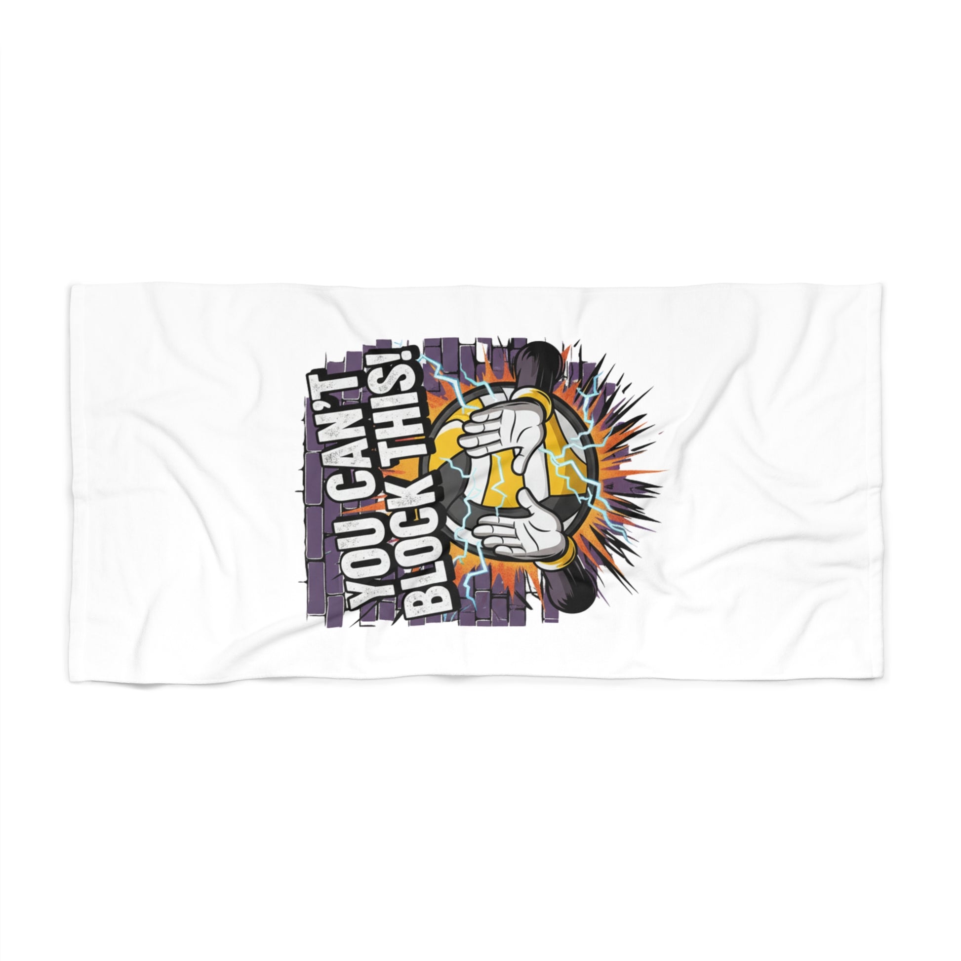 You Cant Block This athletic volleyball towel graphic