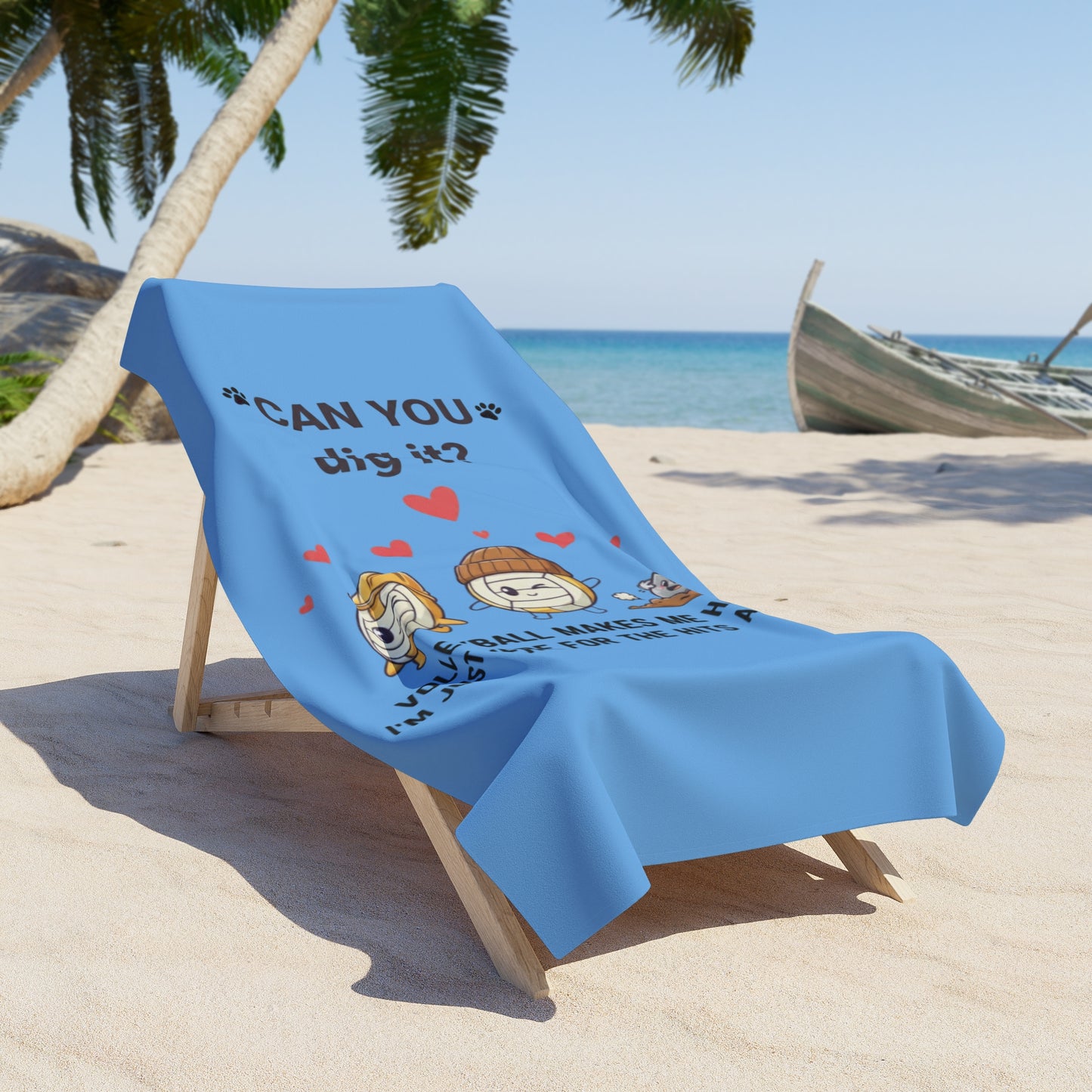 Playful volleyball beach towel