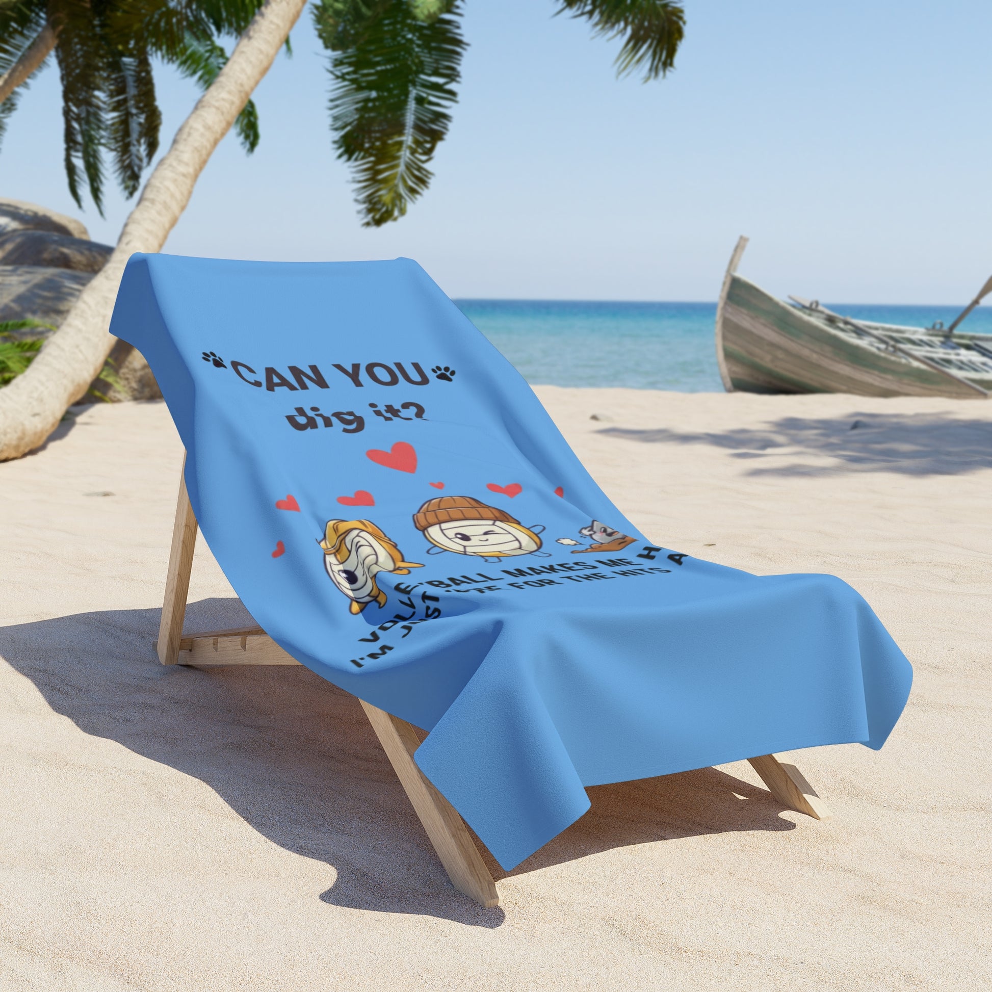 Playful volleyball beach towel