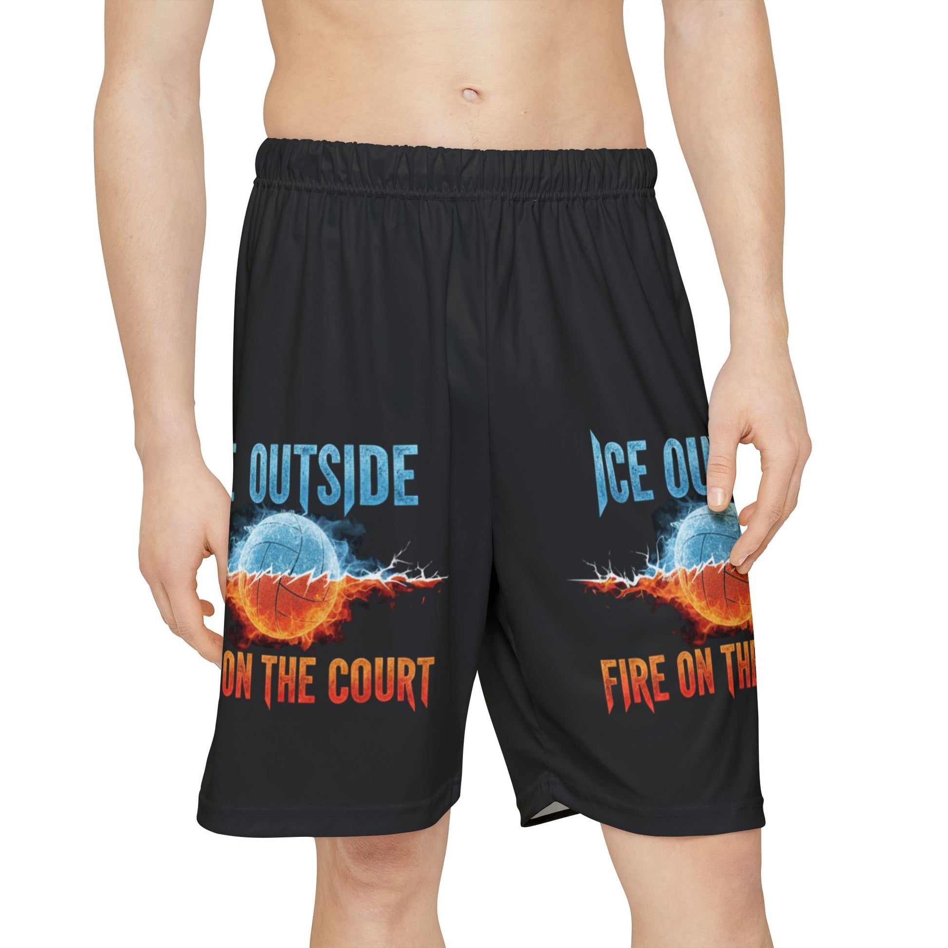 Volleyball athletic shorts with fiery slogan