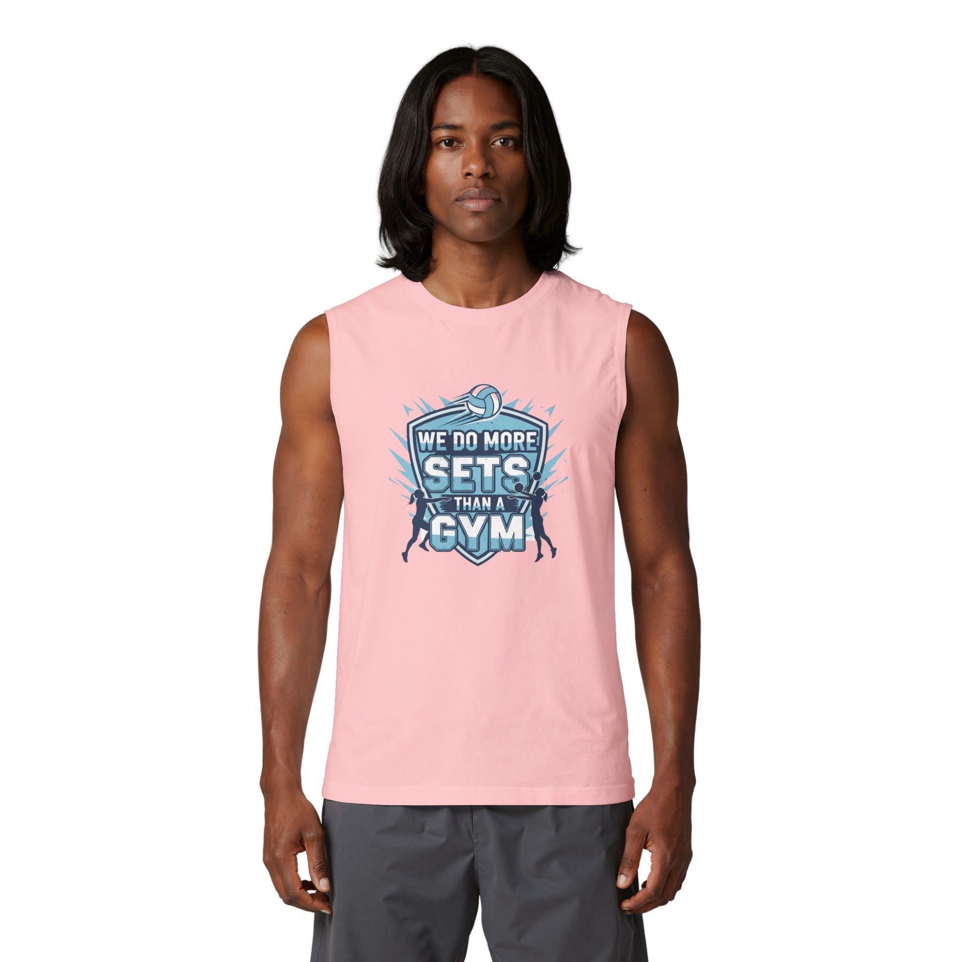 Minimal funny volleyball quote muscle tank layout