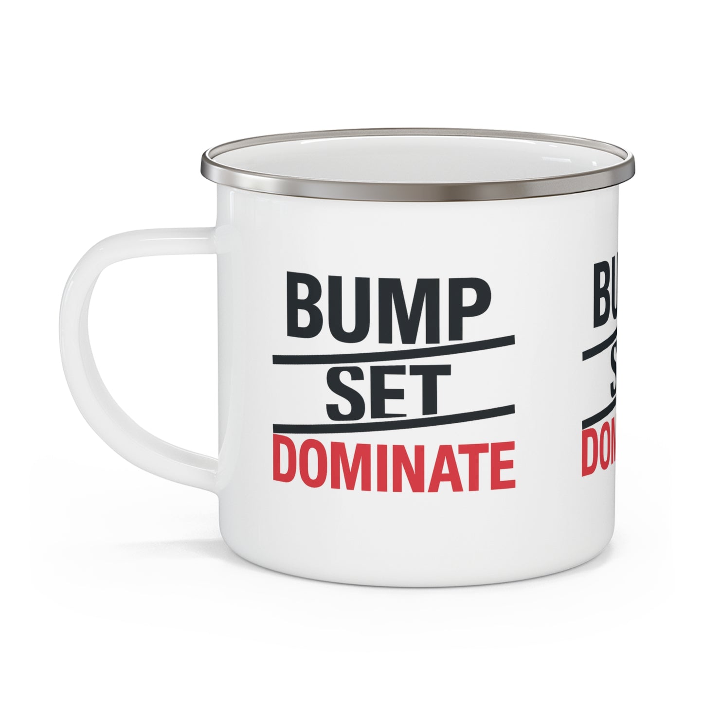 Lightweight camp mug featuring volleyball design