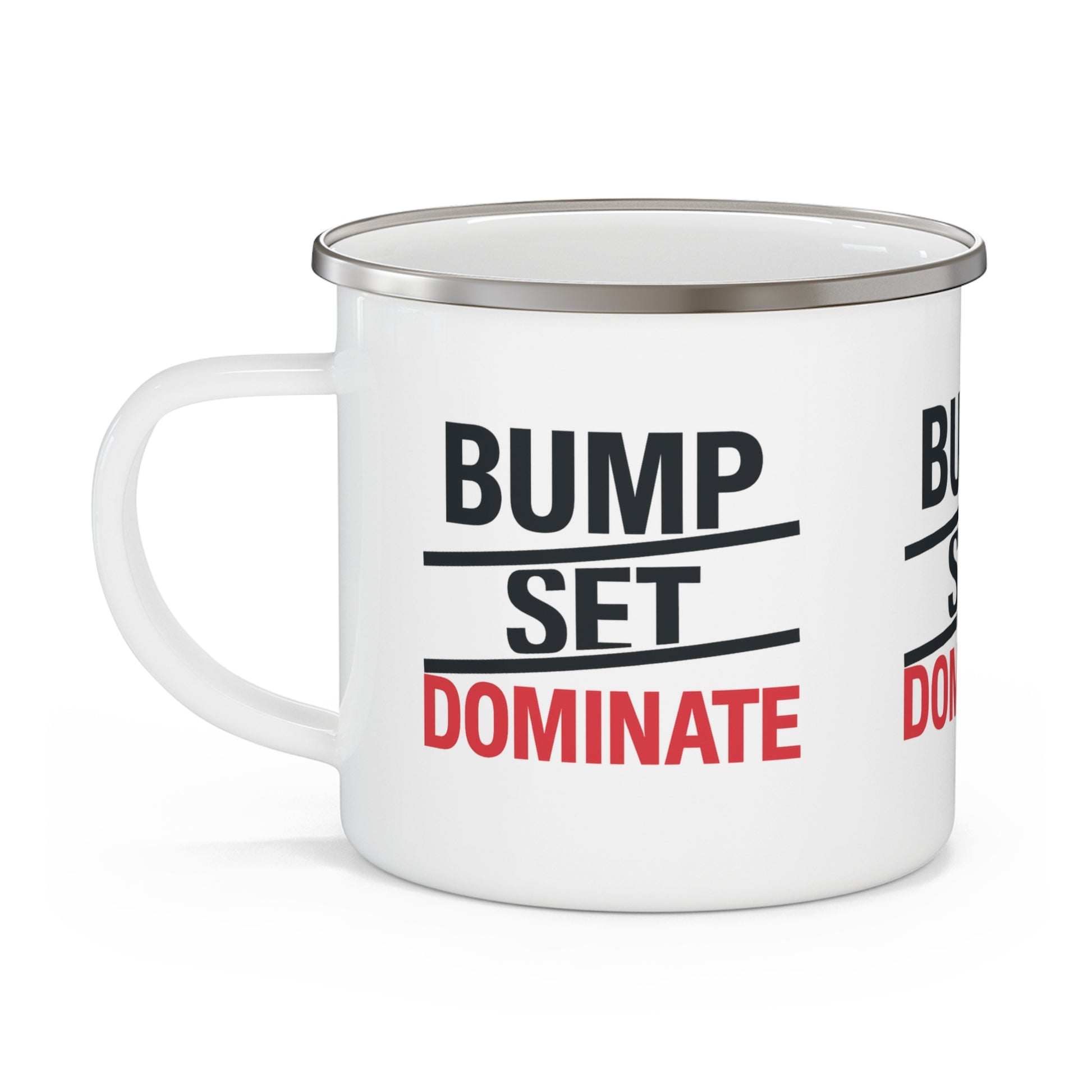 Lightweight camp mug featuring volleyball design