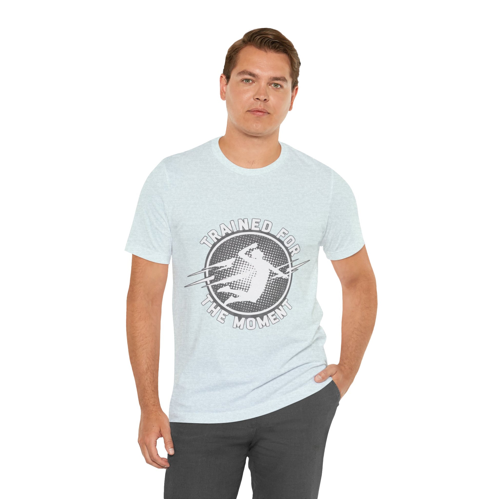 Trained for the Moment clean text volleyball shirt
