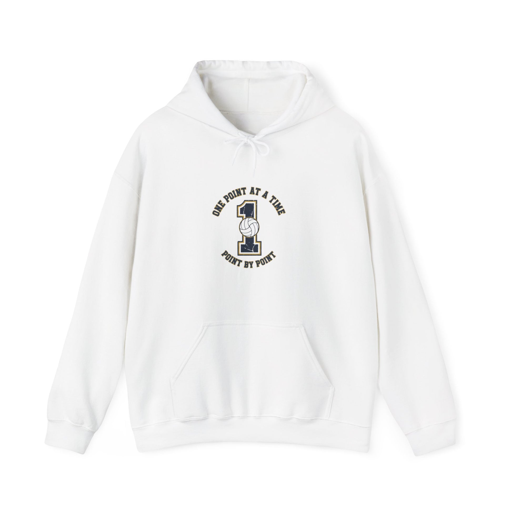 One Point at a Time motivational volleyball hoodie typography design