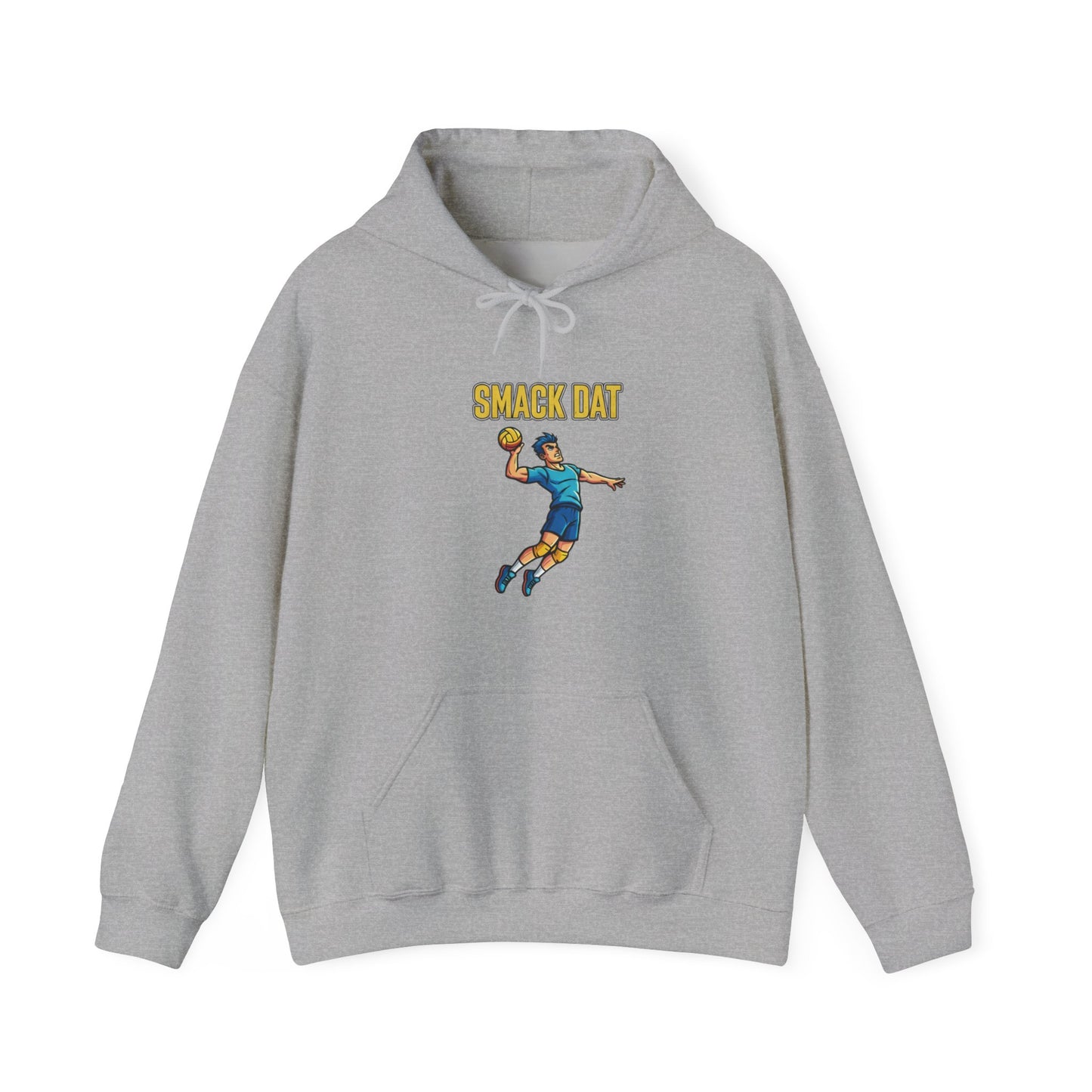 Cartoon volleyball player spiking ball hoodie graphic