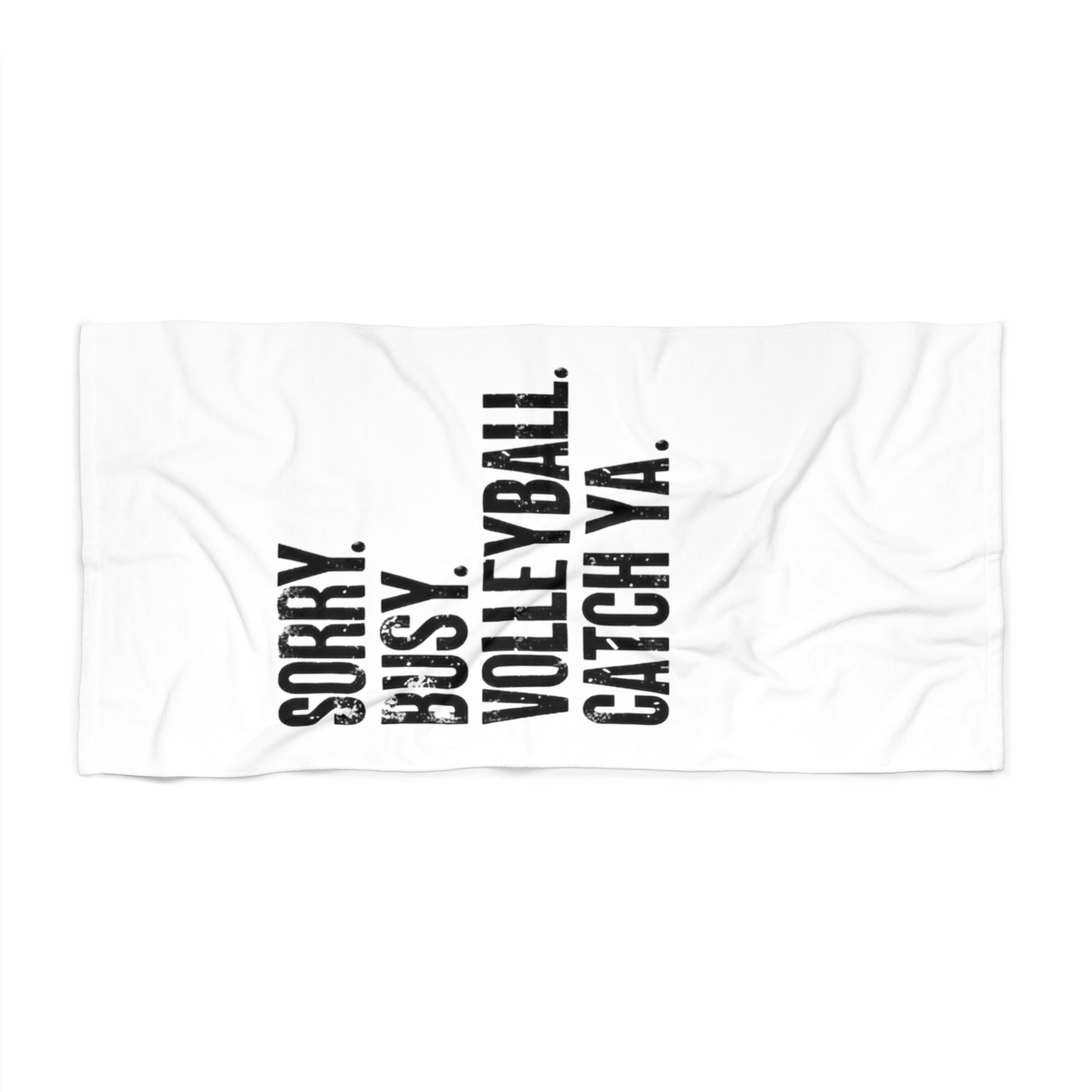Funny volleyball slogan beach towel graphic