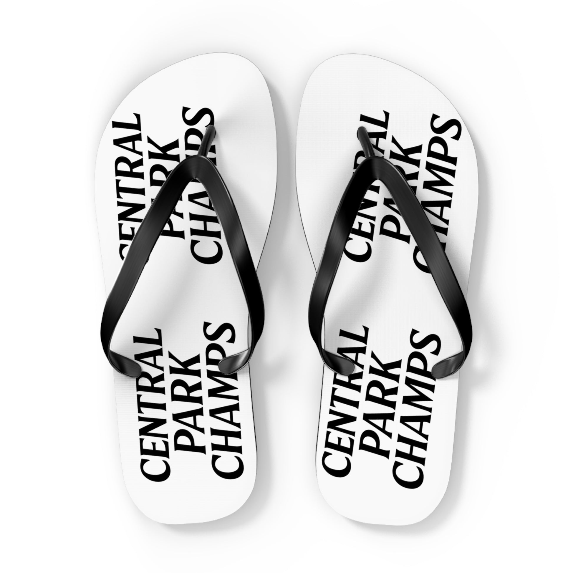Summer flip flops featuring Central Park Champs artwork