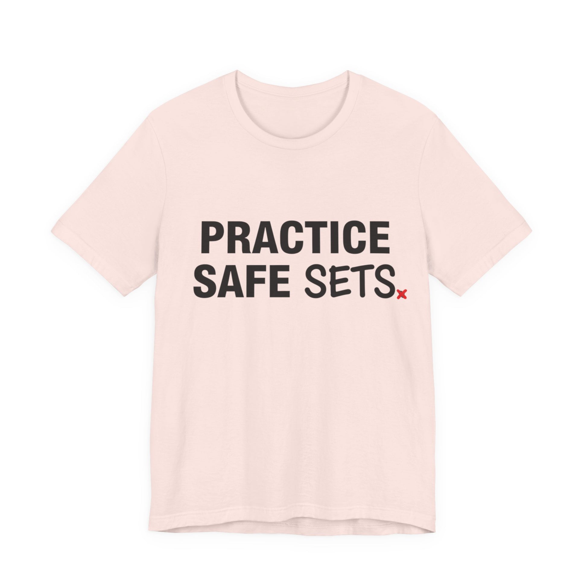 High-contrast Practice Safe Sets text graphic for volleyball players