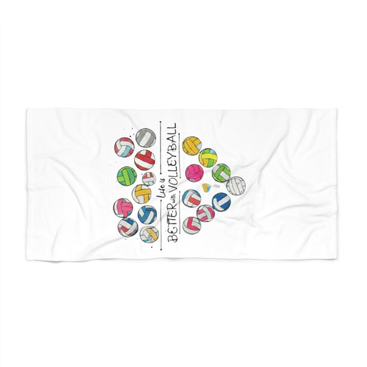 Life is Better with Volleyball heart beach towel