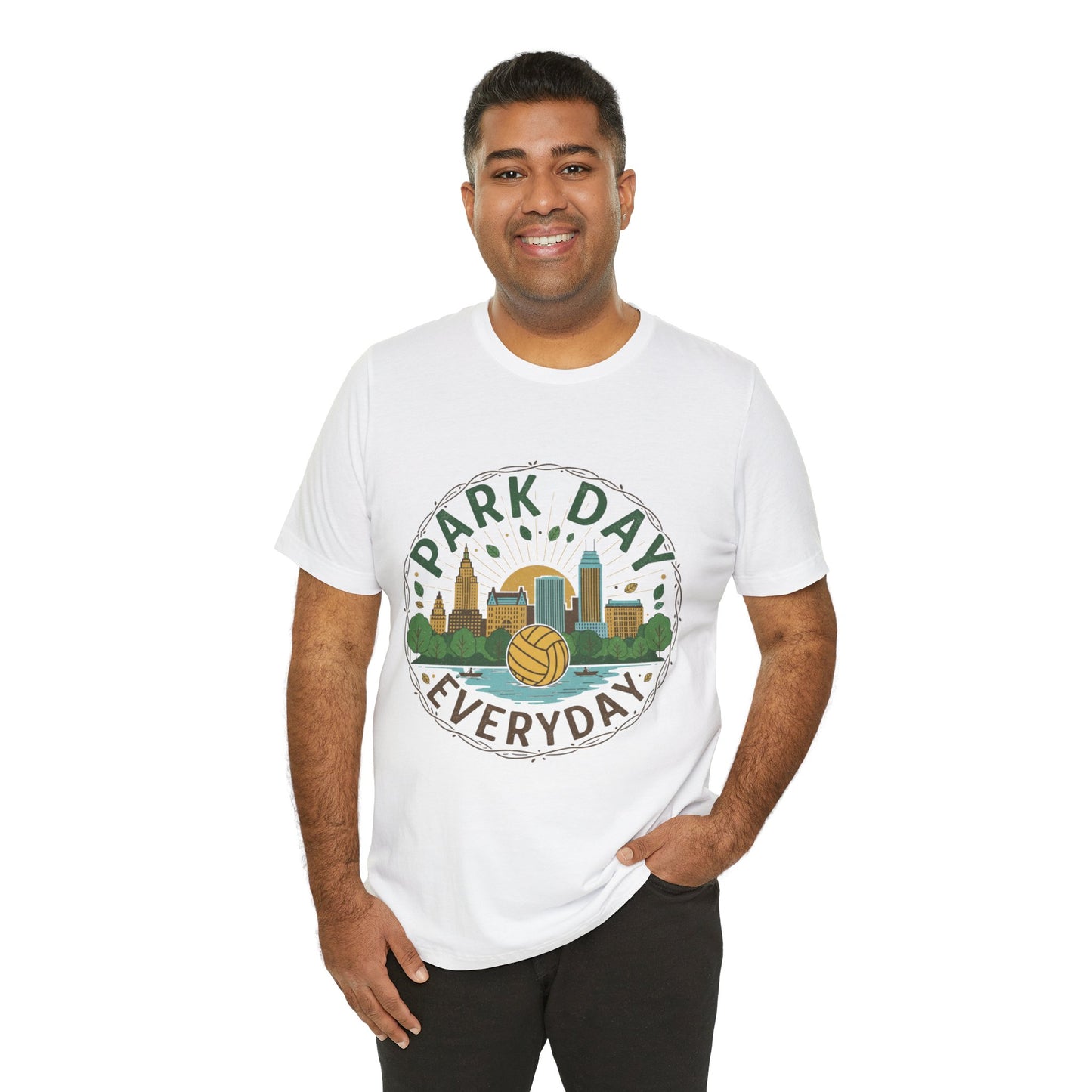 Printed park-themed shirt design front view