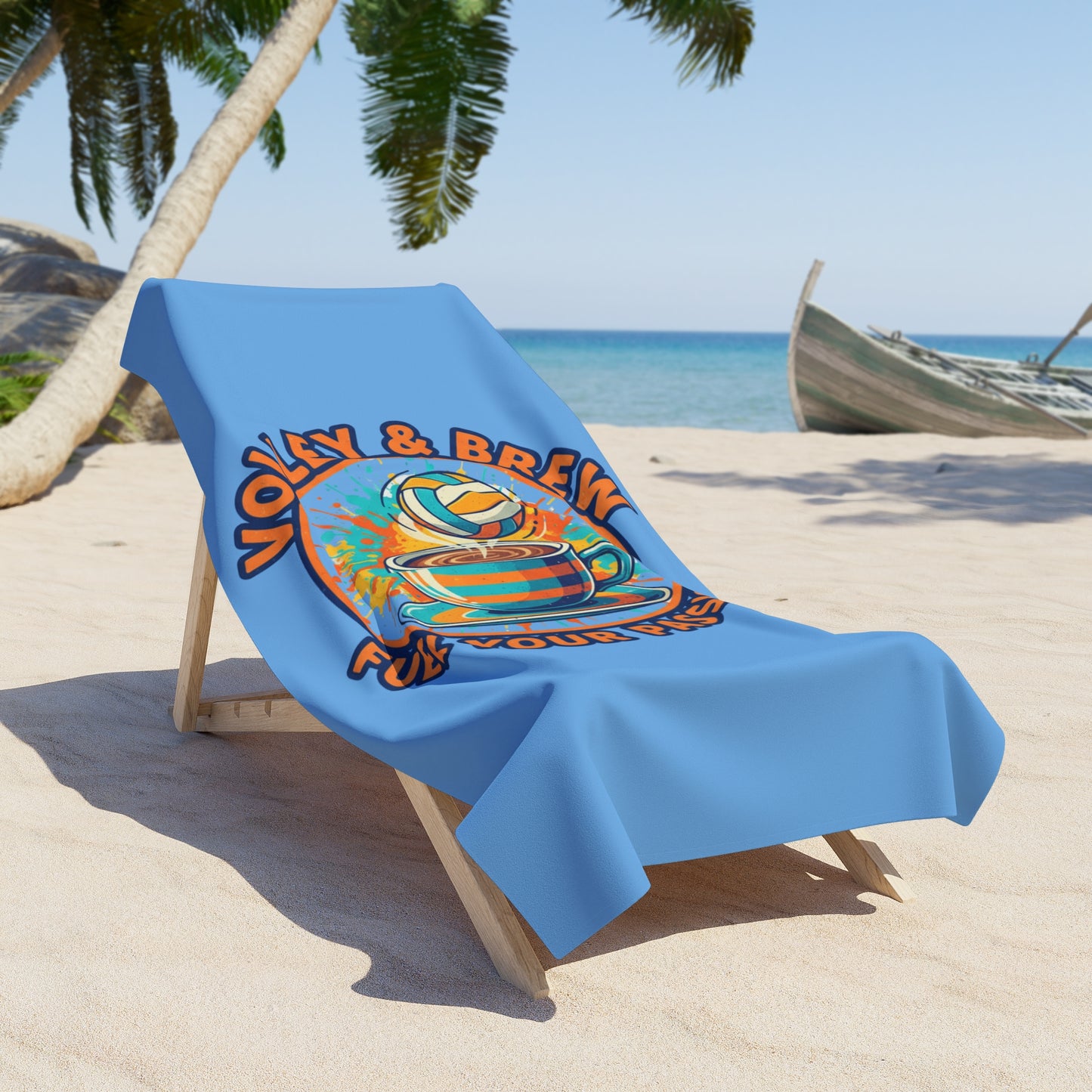 Coffee and volleyball inspired summer towel