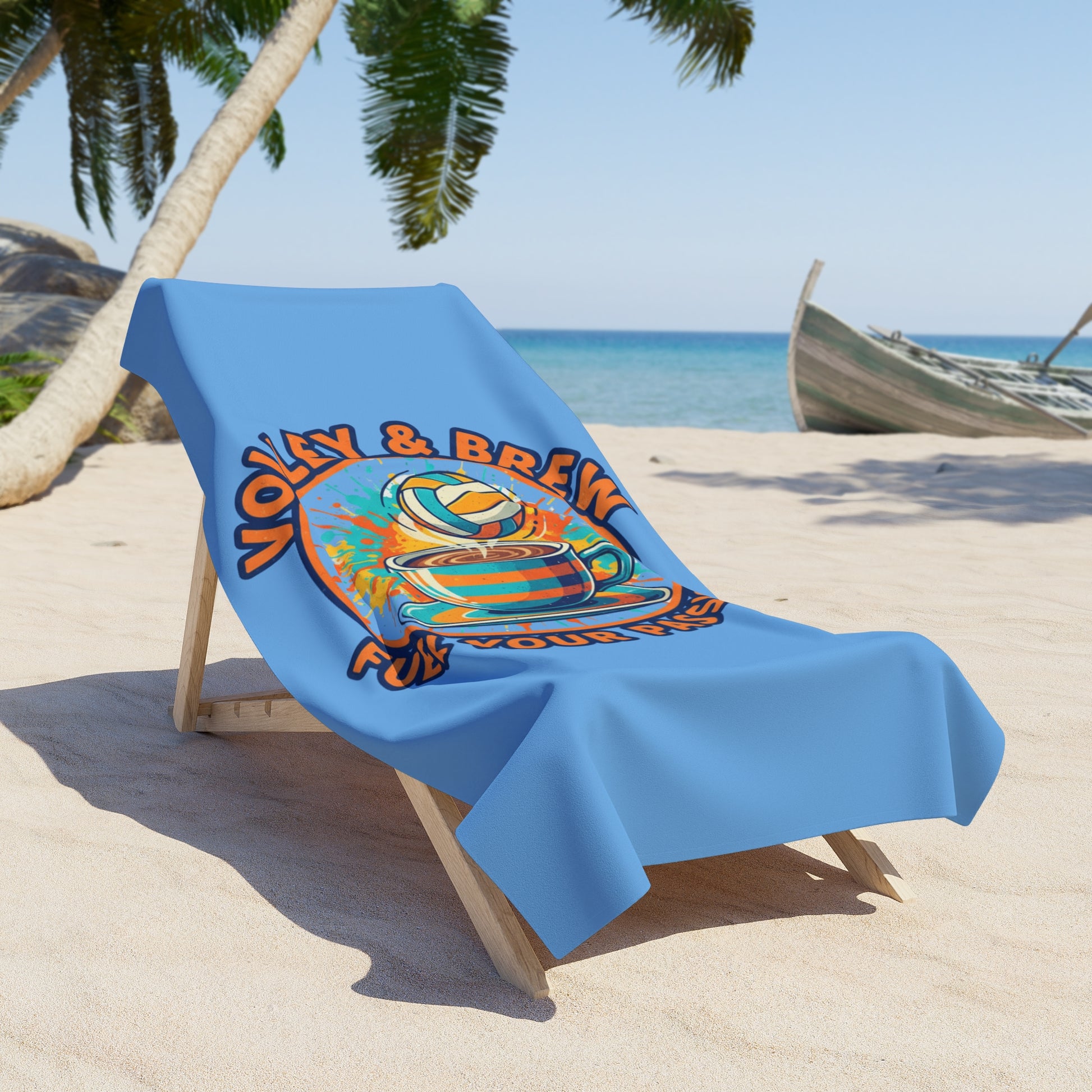 Coffee and volleyball inspired summer towel