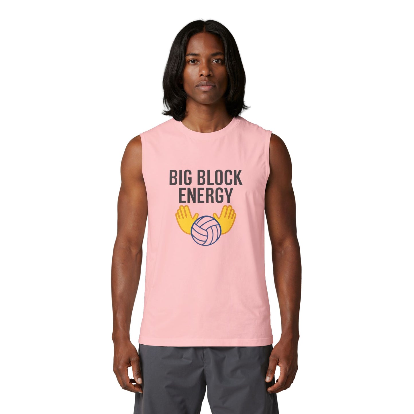 Athletic blocker themed volleyball tank graphic