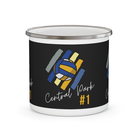 Central Park Volleyball #1 Enamel Mug with multi-color design