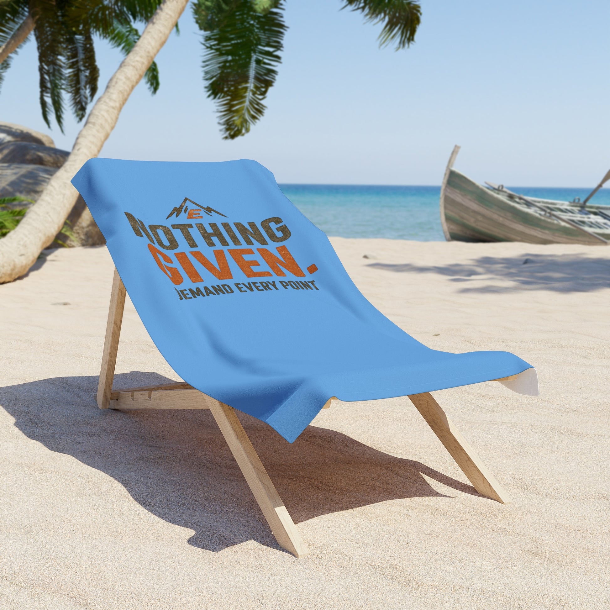 Volleyball beach towel with Earn Every Point Nothing Given typography