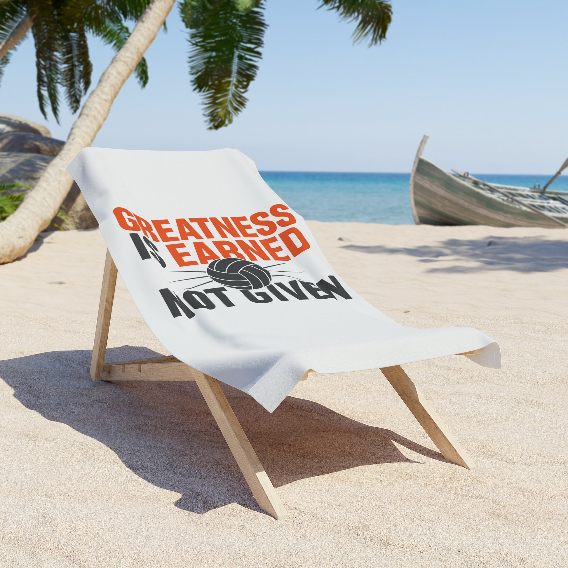 Volleyball training towel with bold motivational quote