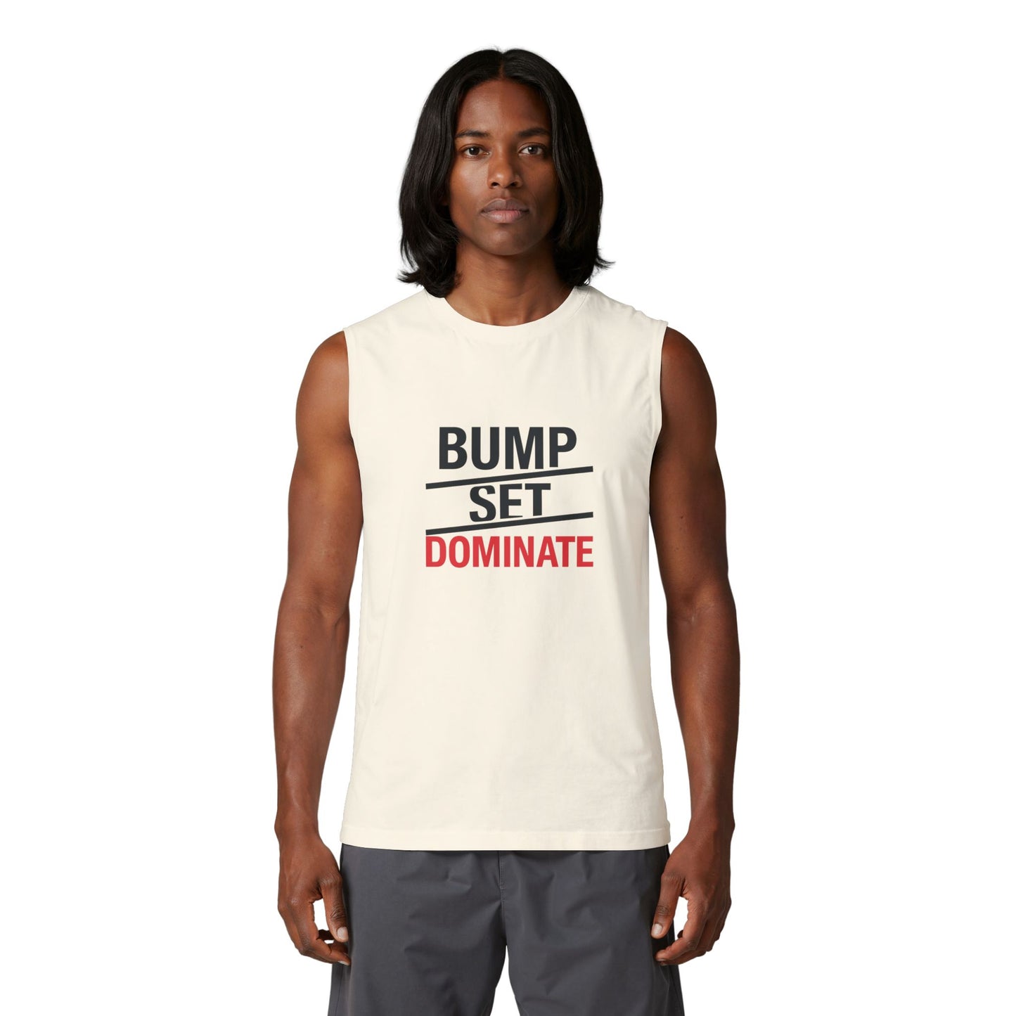 Bump set dominate text sports tank design