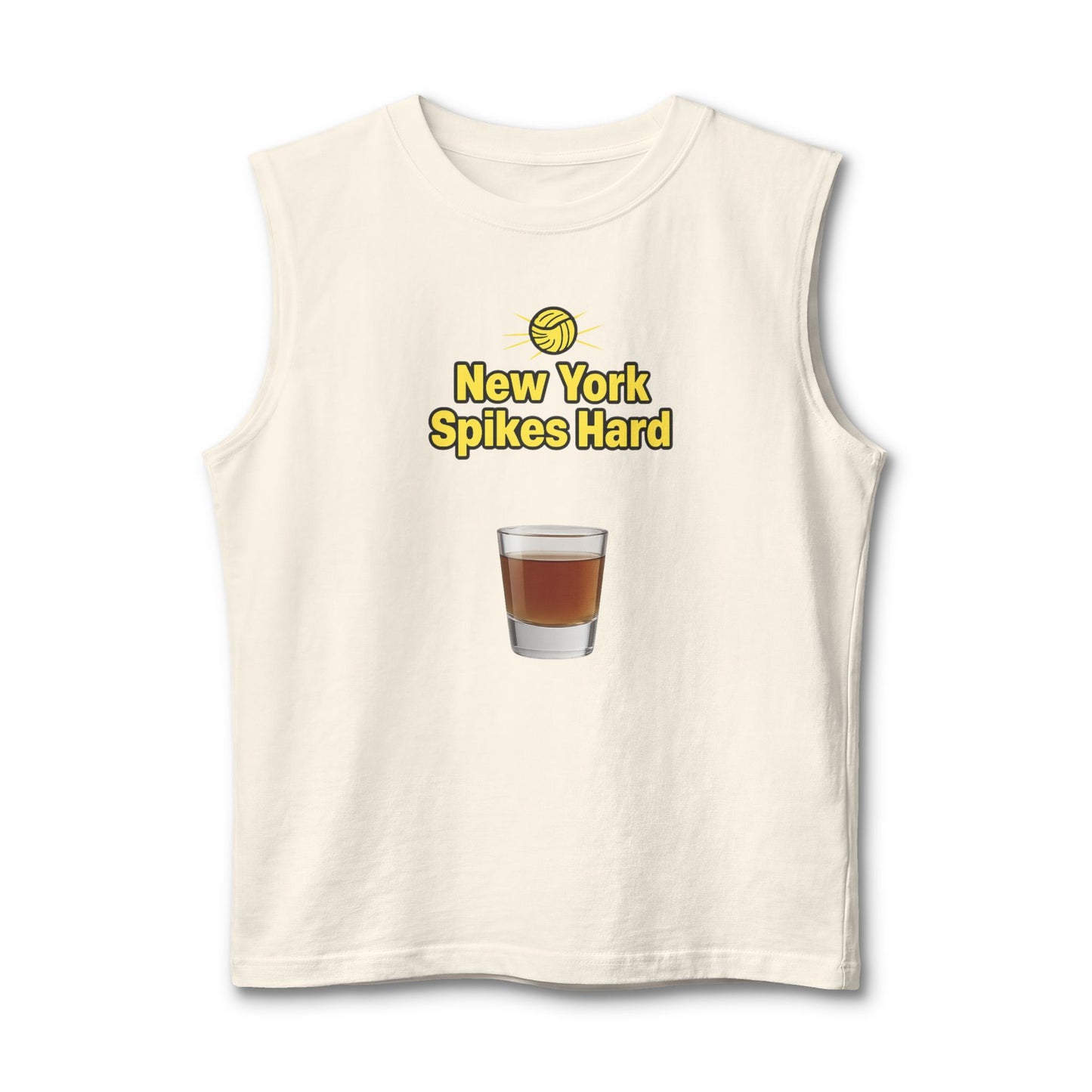 Bold New York volleyball phrase sleeveless shirt design