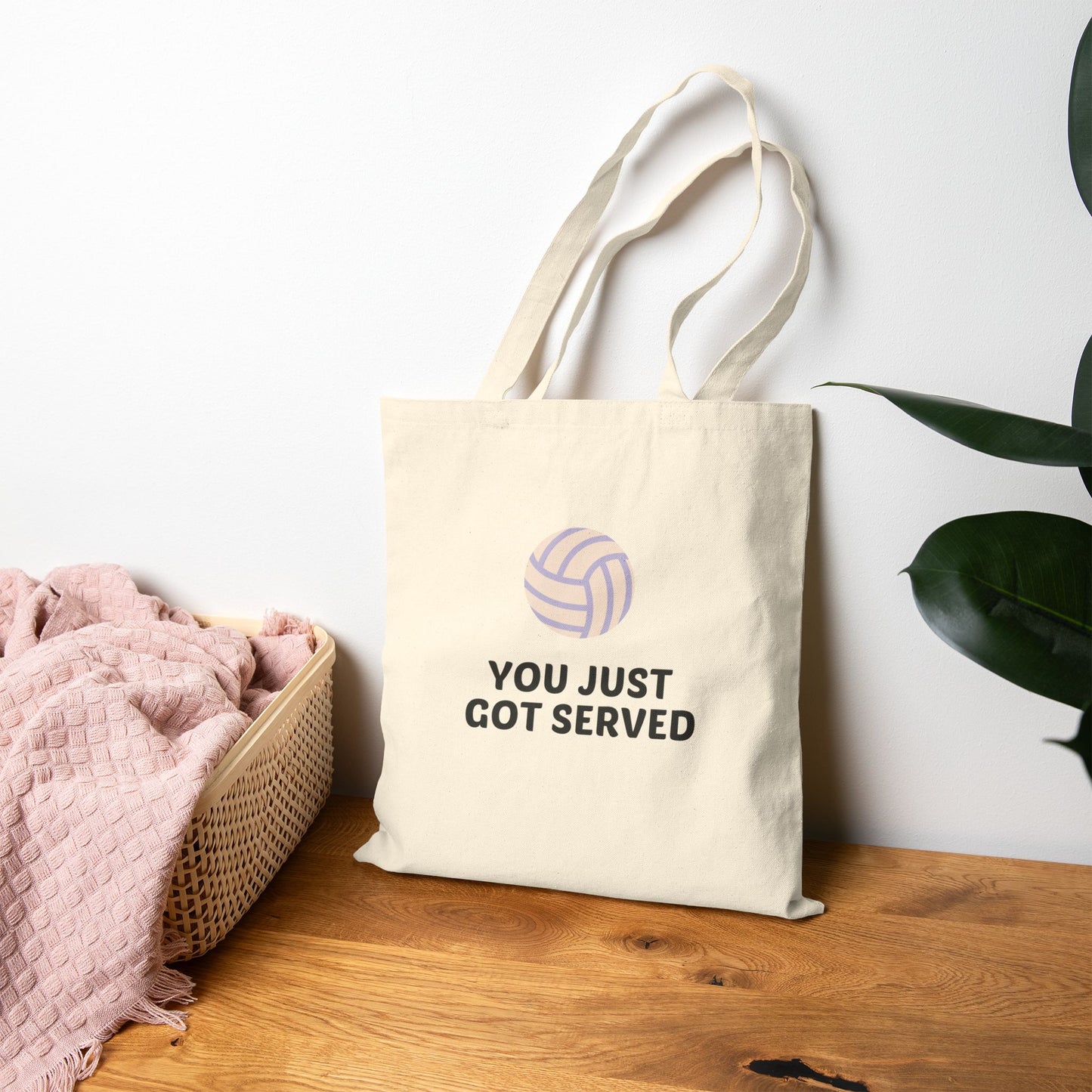volleyball tote bag with confident bold typography