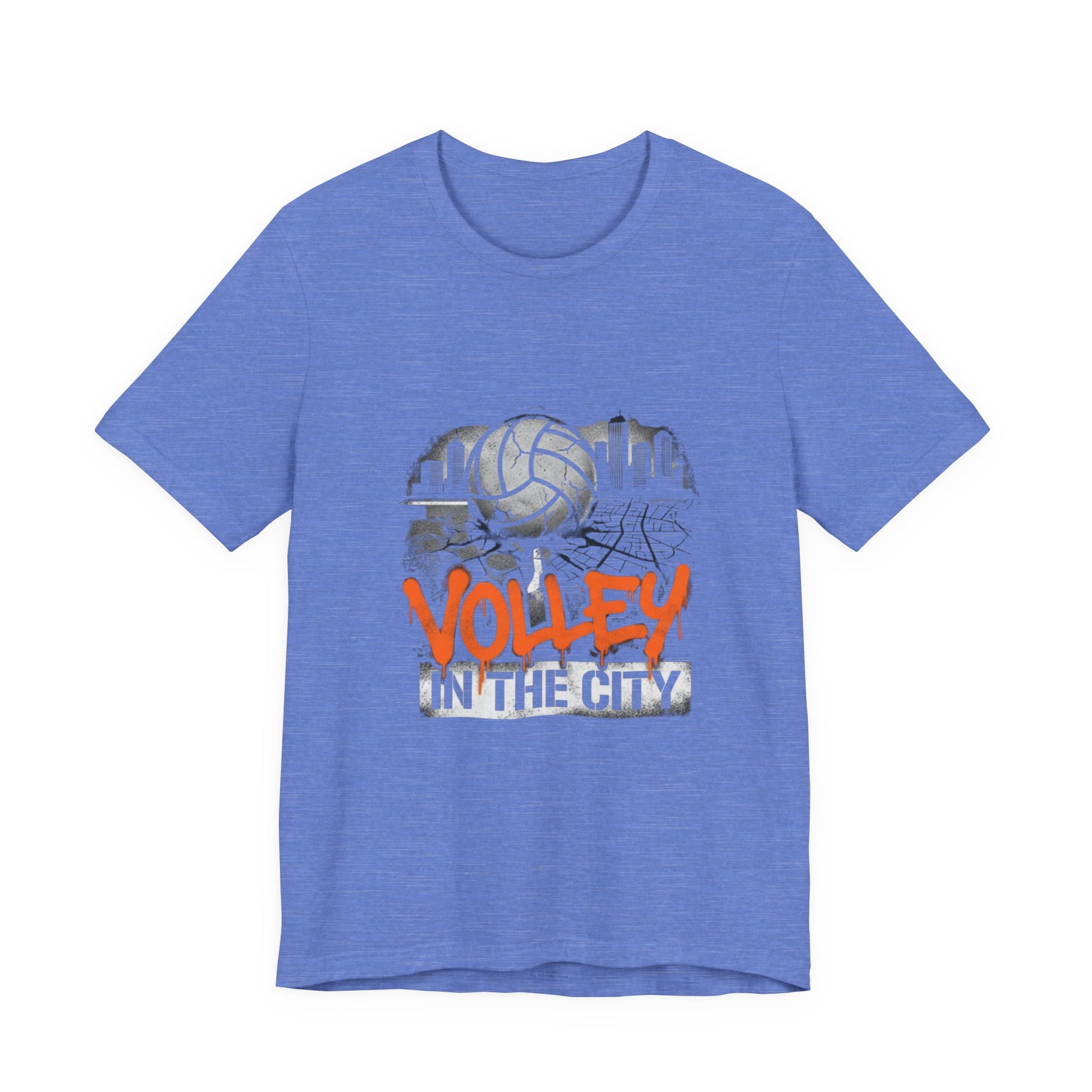 Urban volleyball graphic tee with Volley in the City text