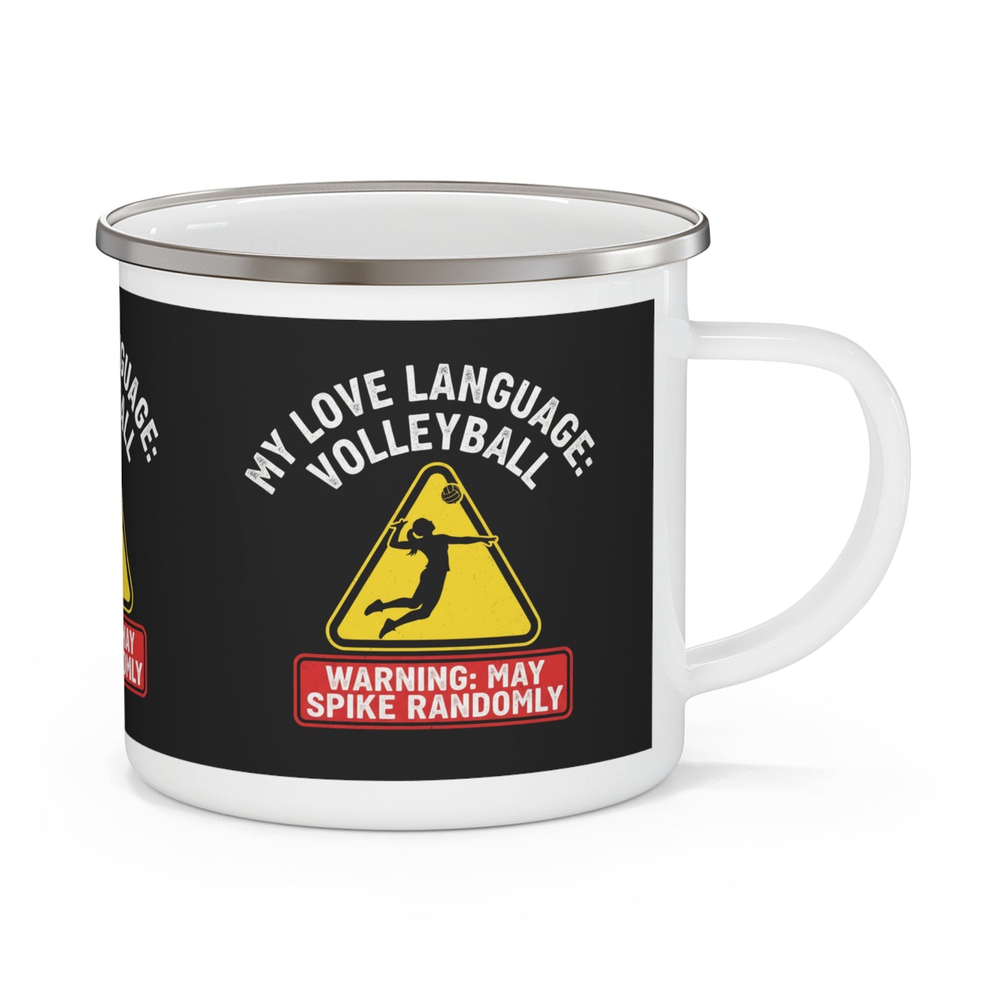 Lightweight enamel volleyball mug