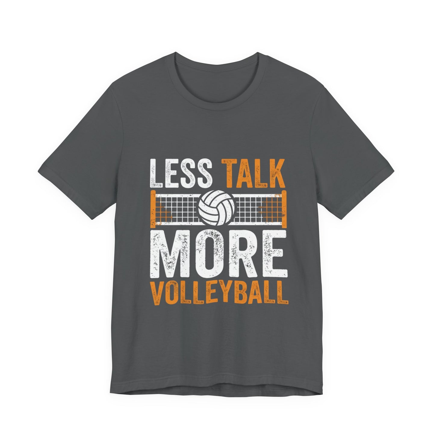 Volleyball slogan graphic tee with Less Talk More Volleyball text