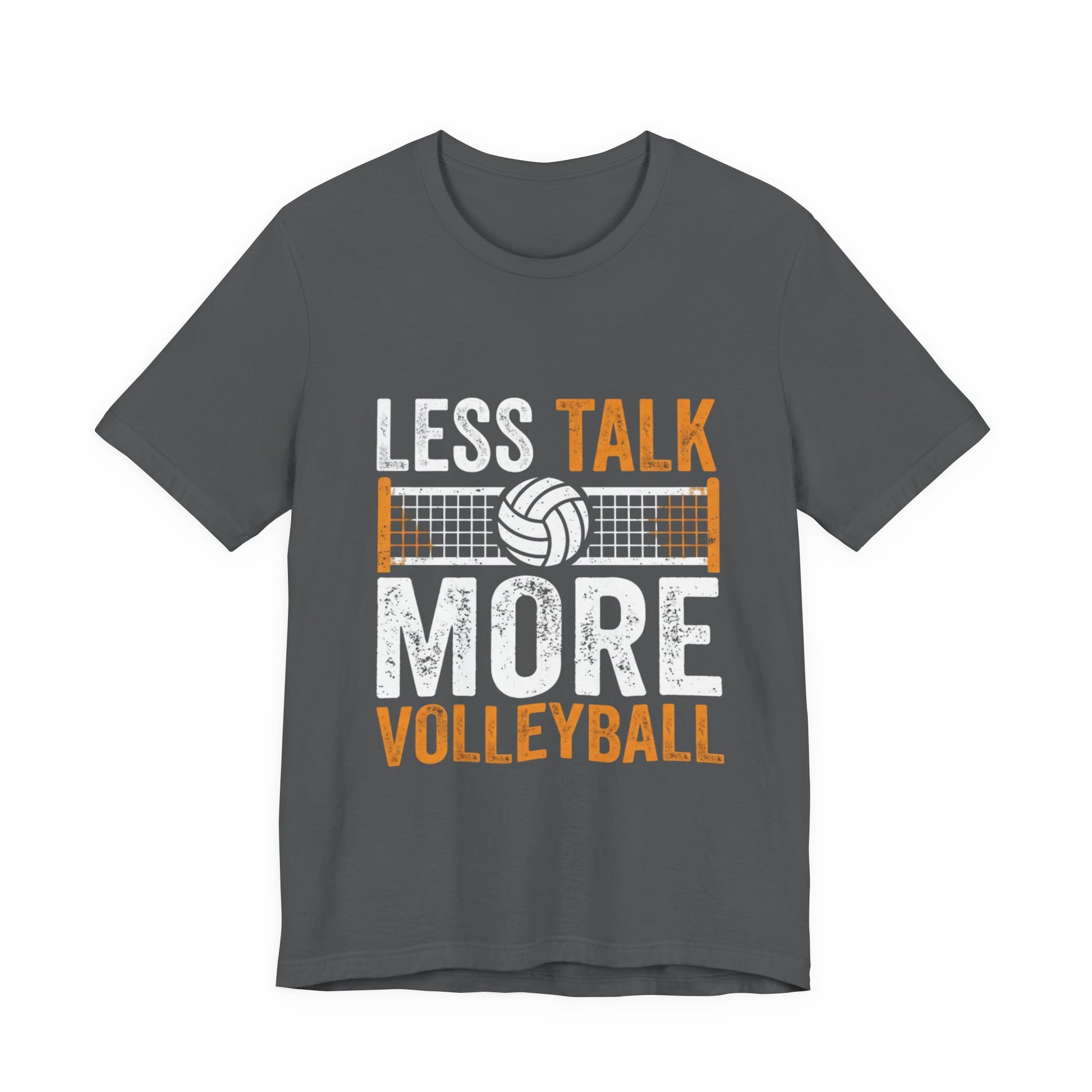 Volleyball slogan graphic tee with Less Talk More Volleyball text