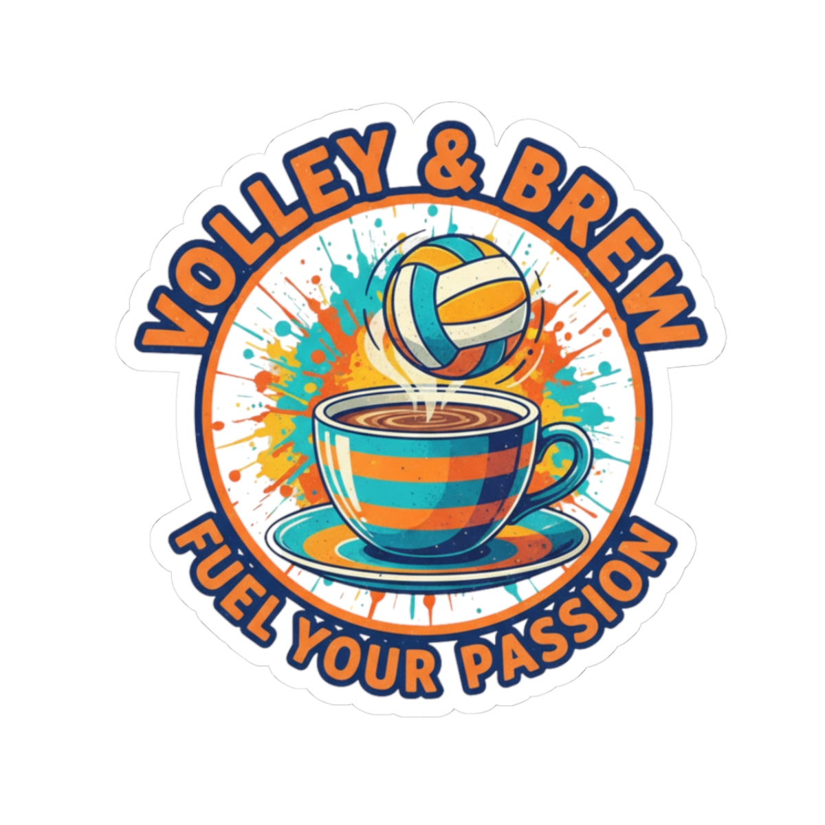 Funny volleyball sticker for coffee lovers