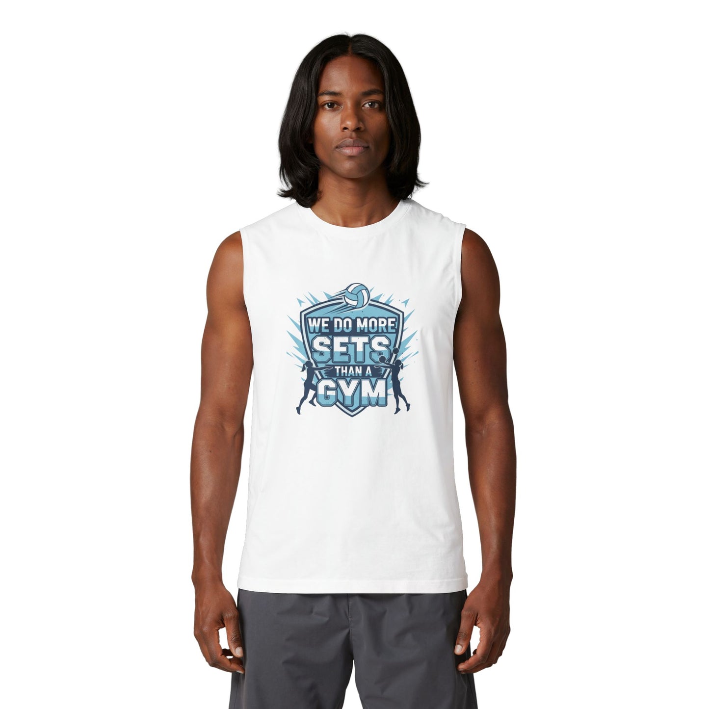 Funny volleyball gym comparison sleeveless shirt text
